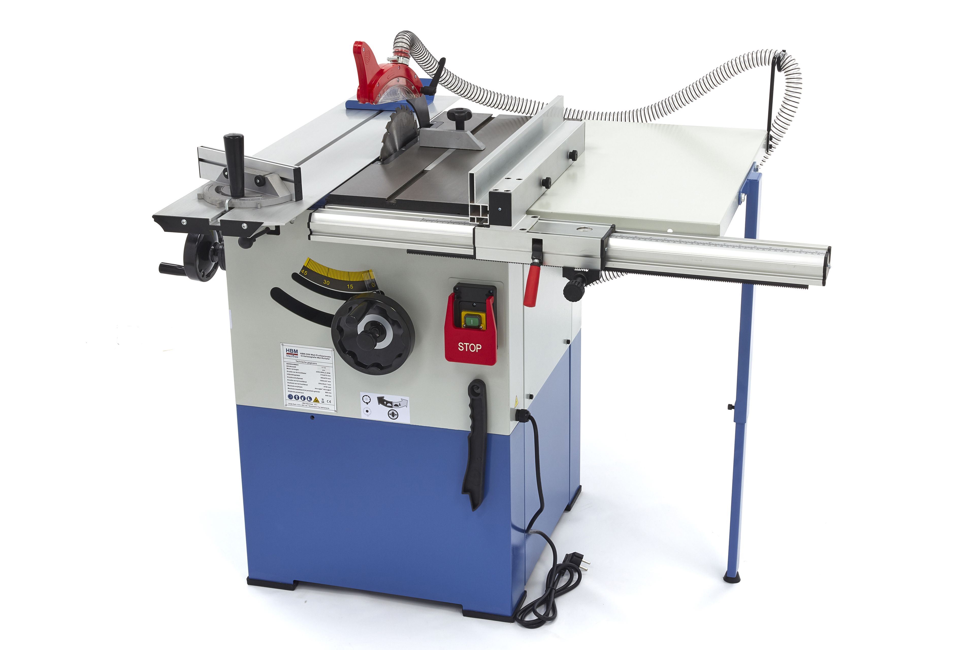 HBM Table de scie circulaire 2200 Watt avec surface à rouleaux