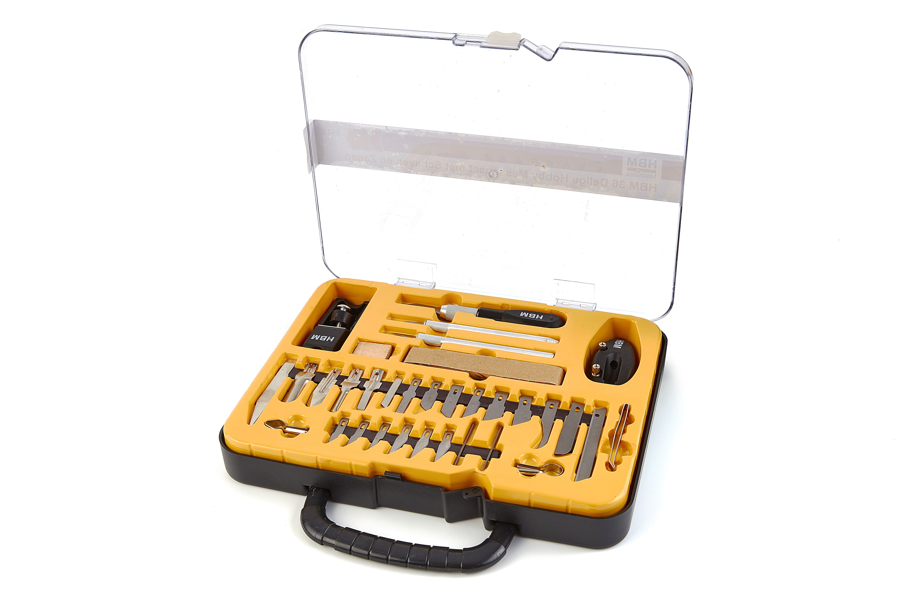 Conjunto de cuchillos de hobby HBM de 36 piezas con cepillos y sierras
