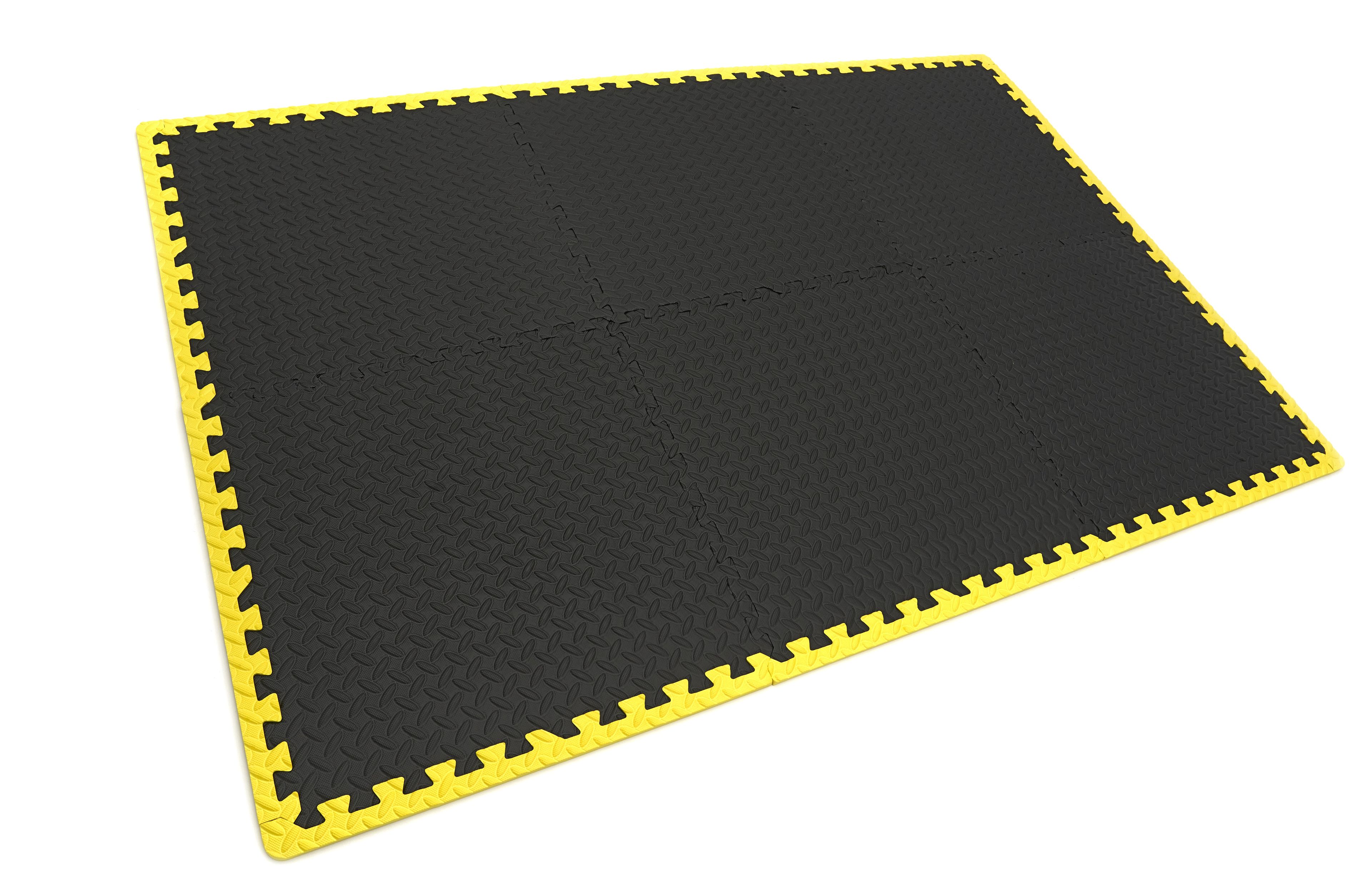 Jeu de dalles de sol EVA de HBM pour la protection des sols, 6 pièces, noir, jaune Image 4