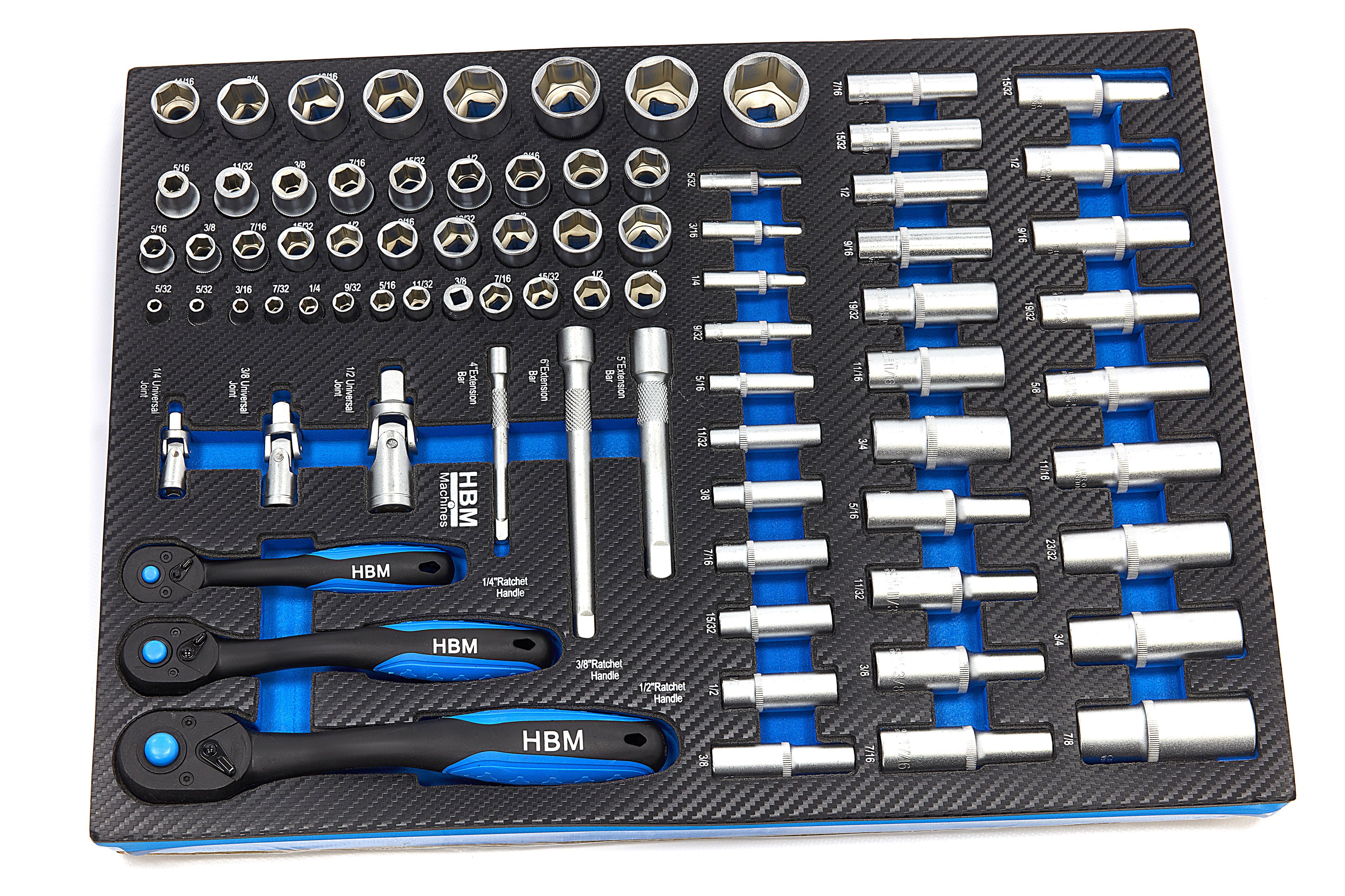 HBM gevulde gereedschapswagen 245-delig inch-maten, zwart Image 20