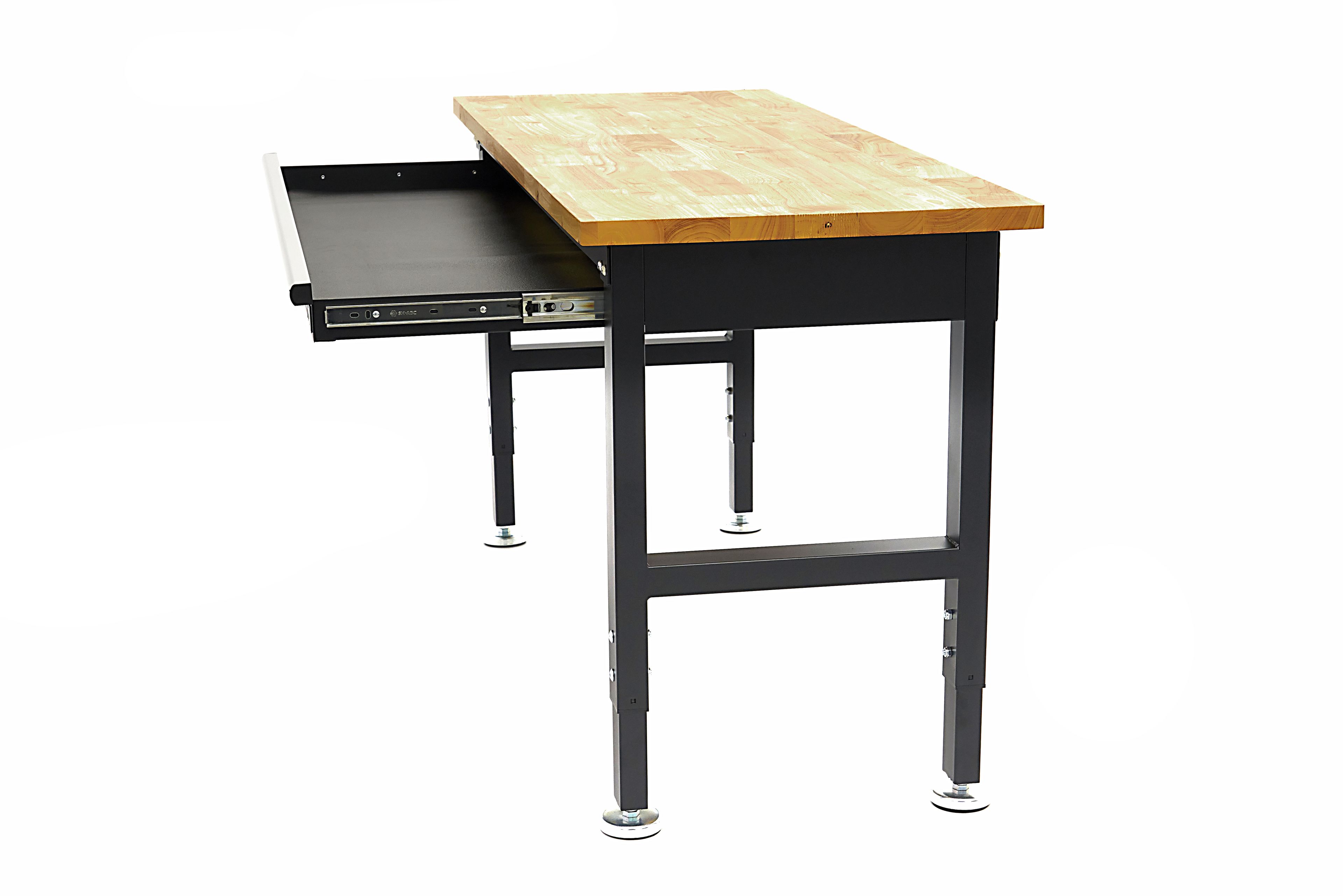 HBM in hoogte verstelbare werkbank met massief houten werkblad en lade 152 cm Image 4