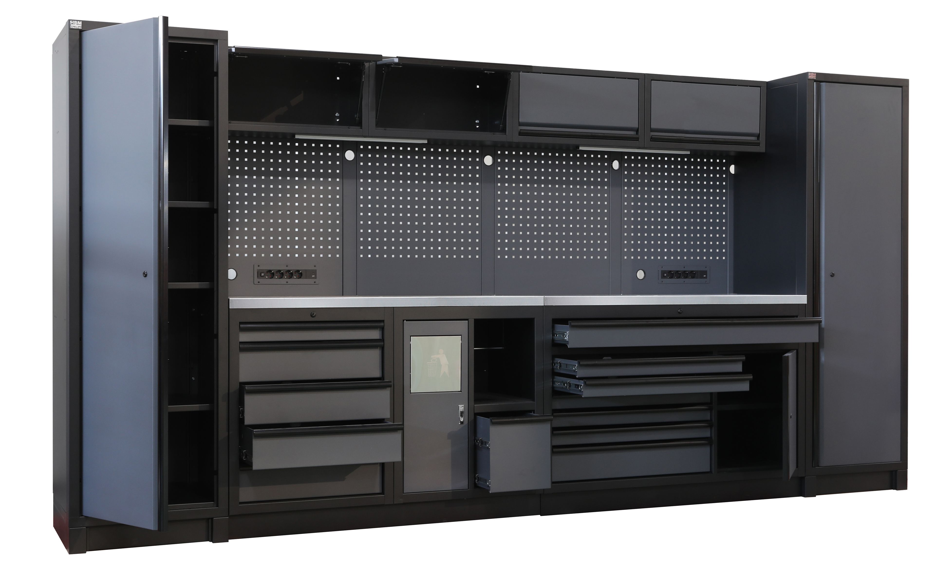 HBM sistema de taller modular extra profundo, 14 piezas, negro/gris Image 7
