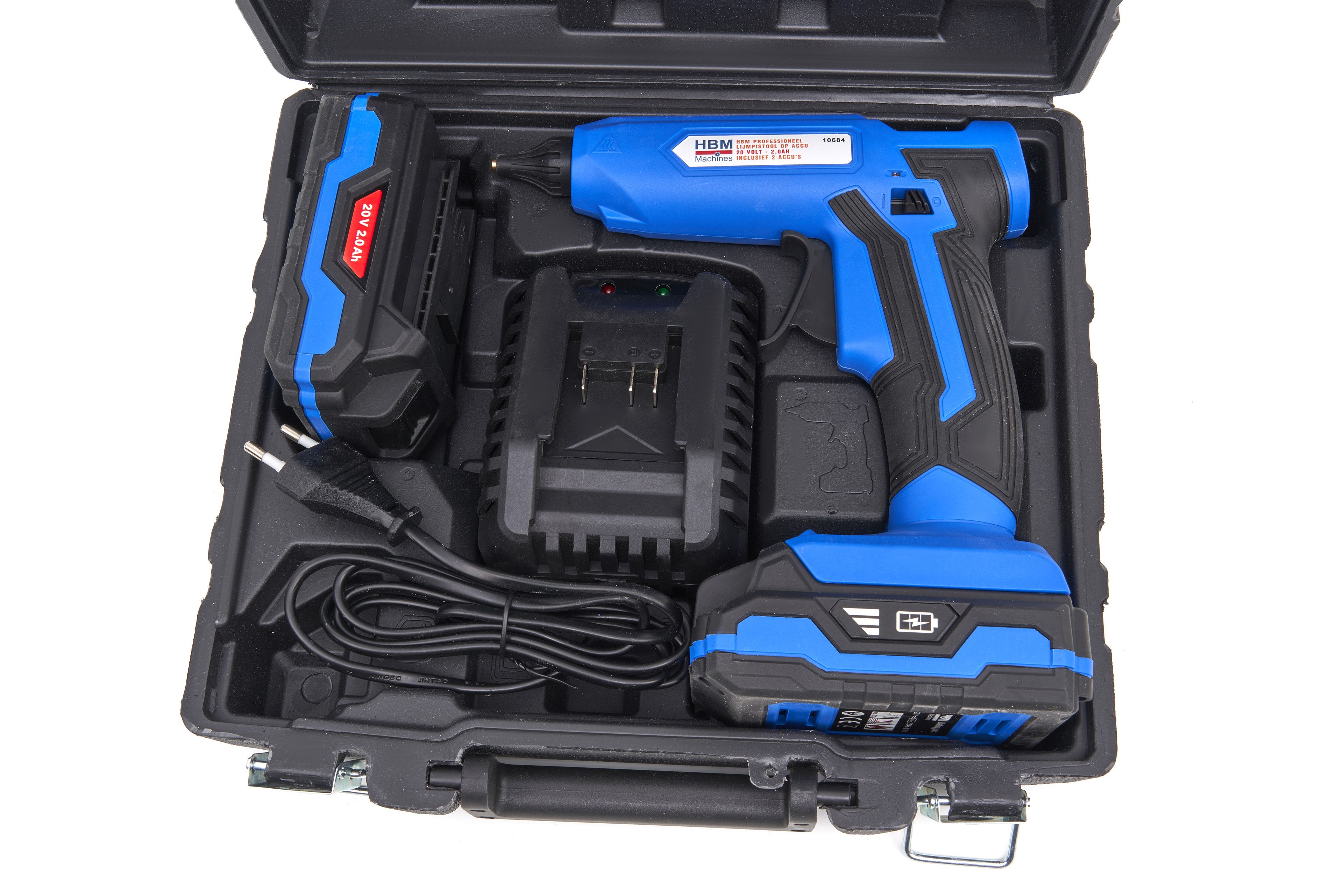 HBM Pistola de pegamento profesional a batería 20 Volt - 2,0AH incluyendo 2 baterías Image 13