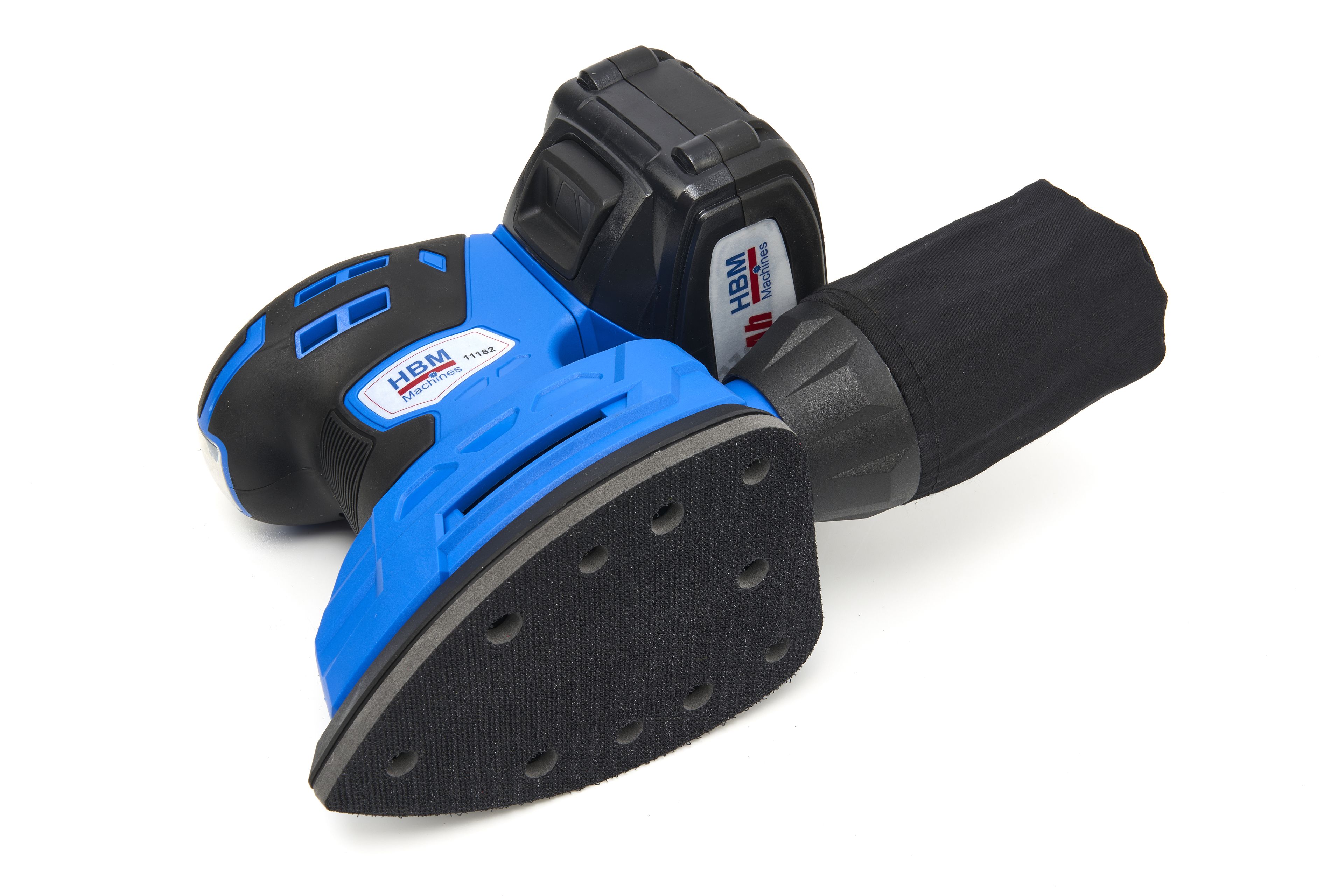 Máquina de lijado de palma HBM Profesional de 20 Voltios 4,0AH Lion con 2 baterías Lion y 15 hojas de lijado Image 6