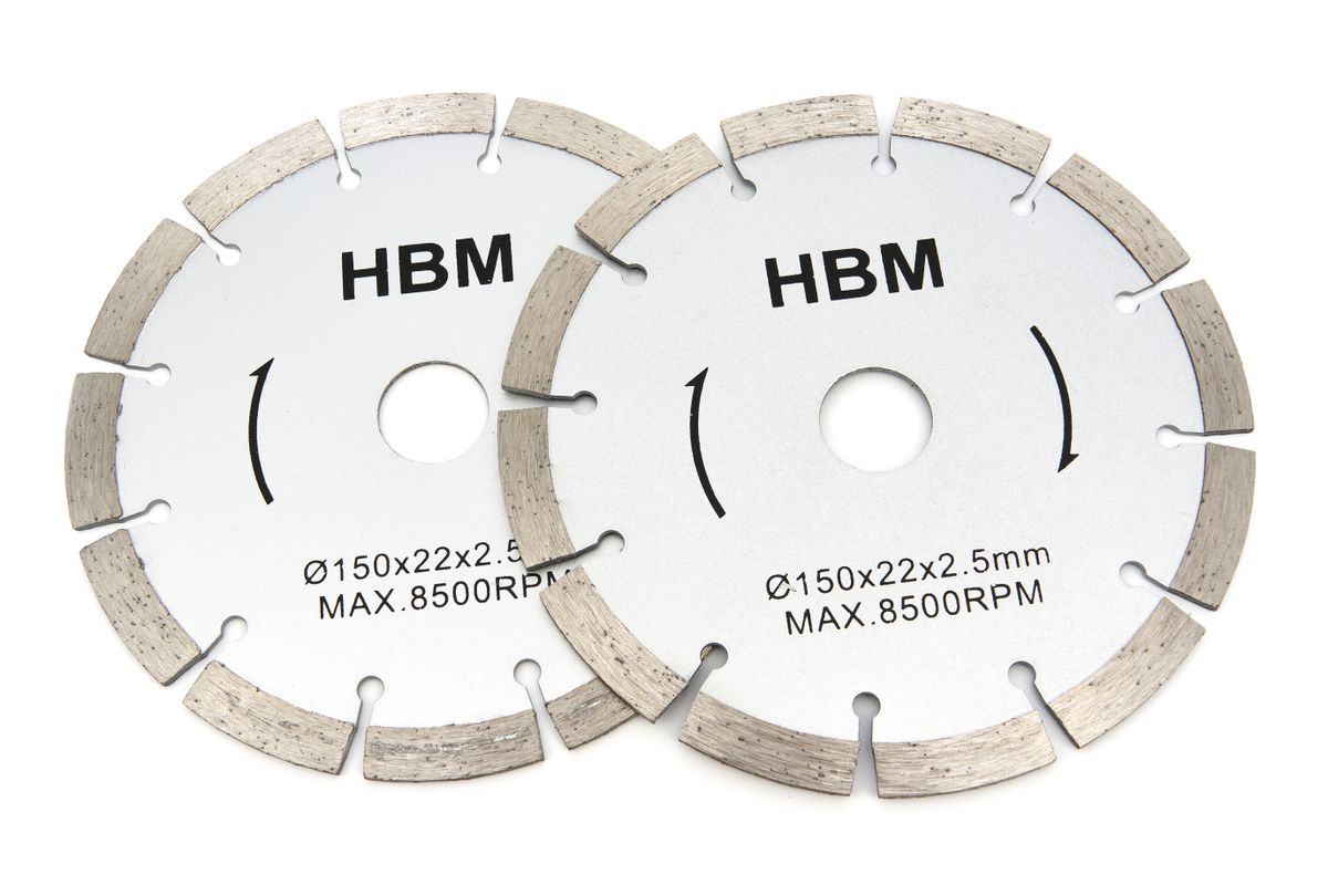 Discos de diamante HBM para la fresadora de pared eléctrica Profi de 1700 vatios / fresadora de ranuras (por 2 piezas)