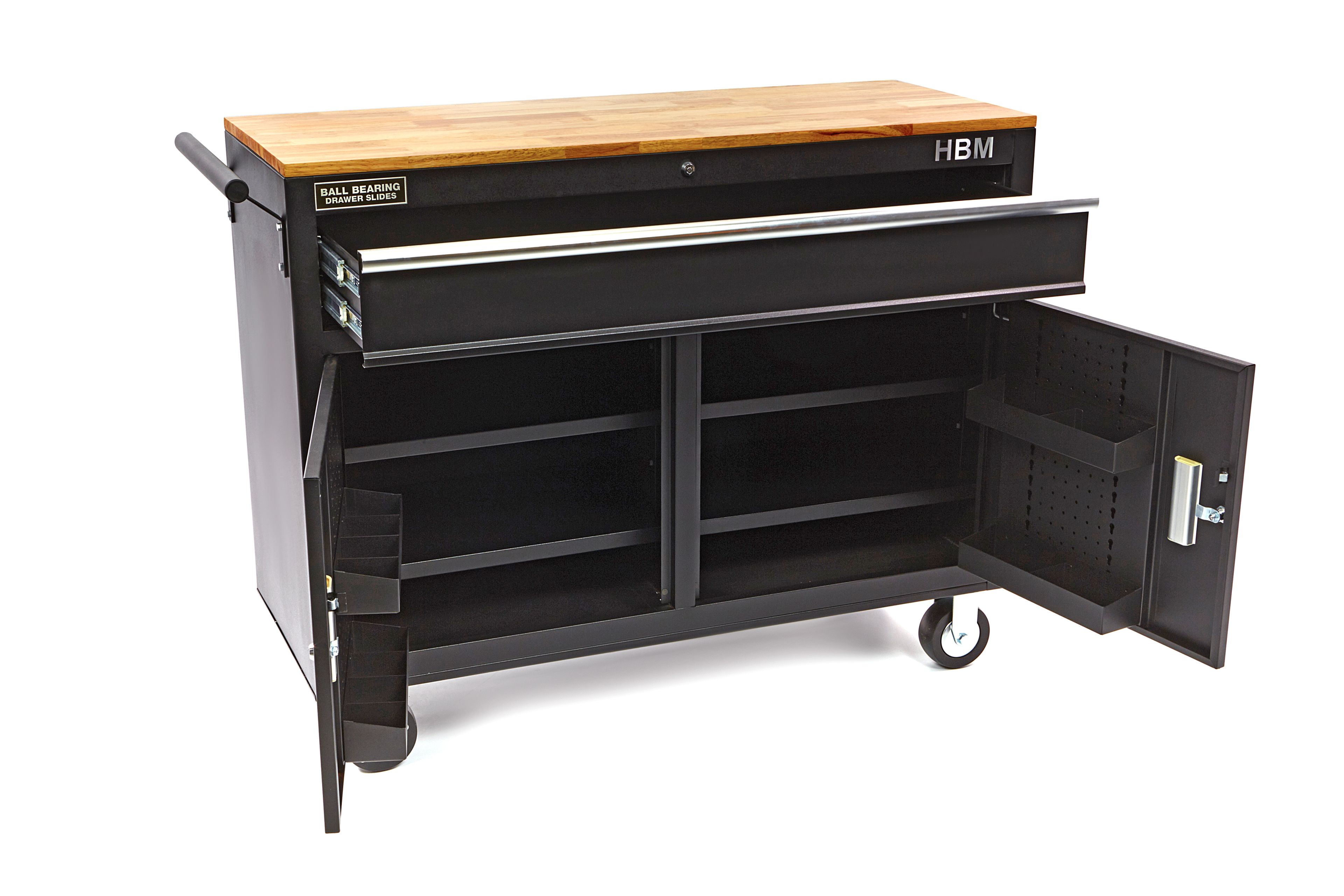 HBM Profi fahrbarer Werkzeugwagen Werkbank, 117 cm, schwarz Image 5