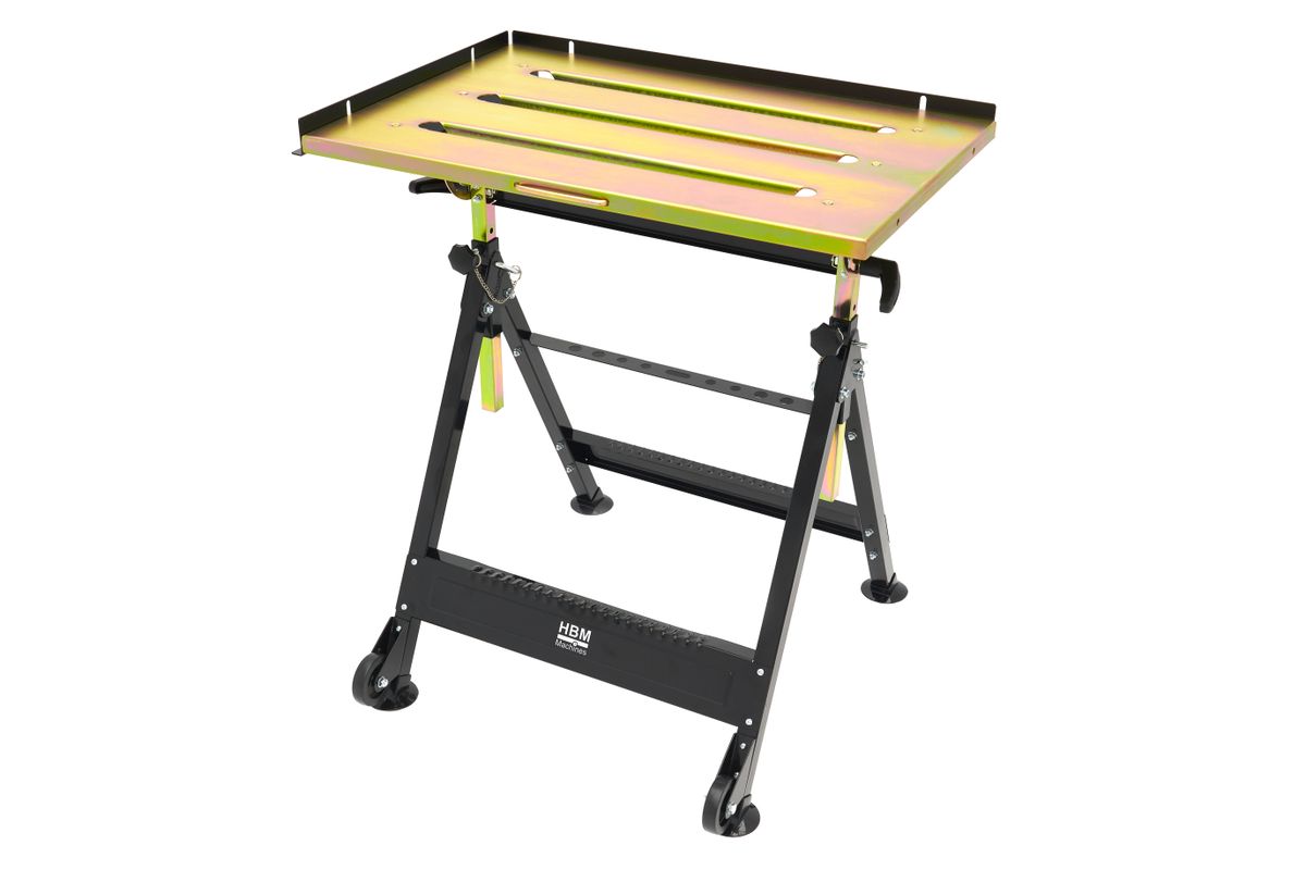 HBM Mesa de Soldadura, Inclinable y Regulable en Altura, 760 x 510 mm