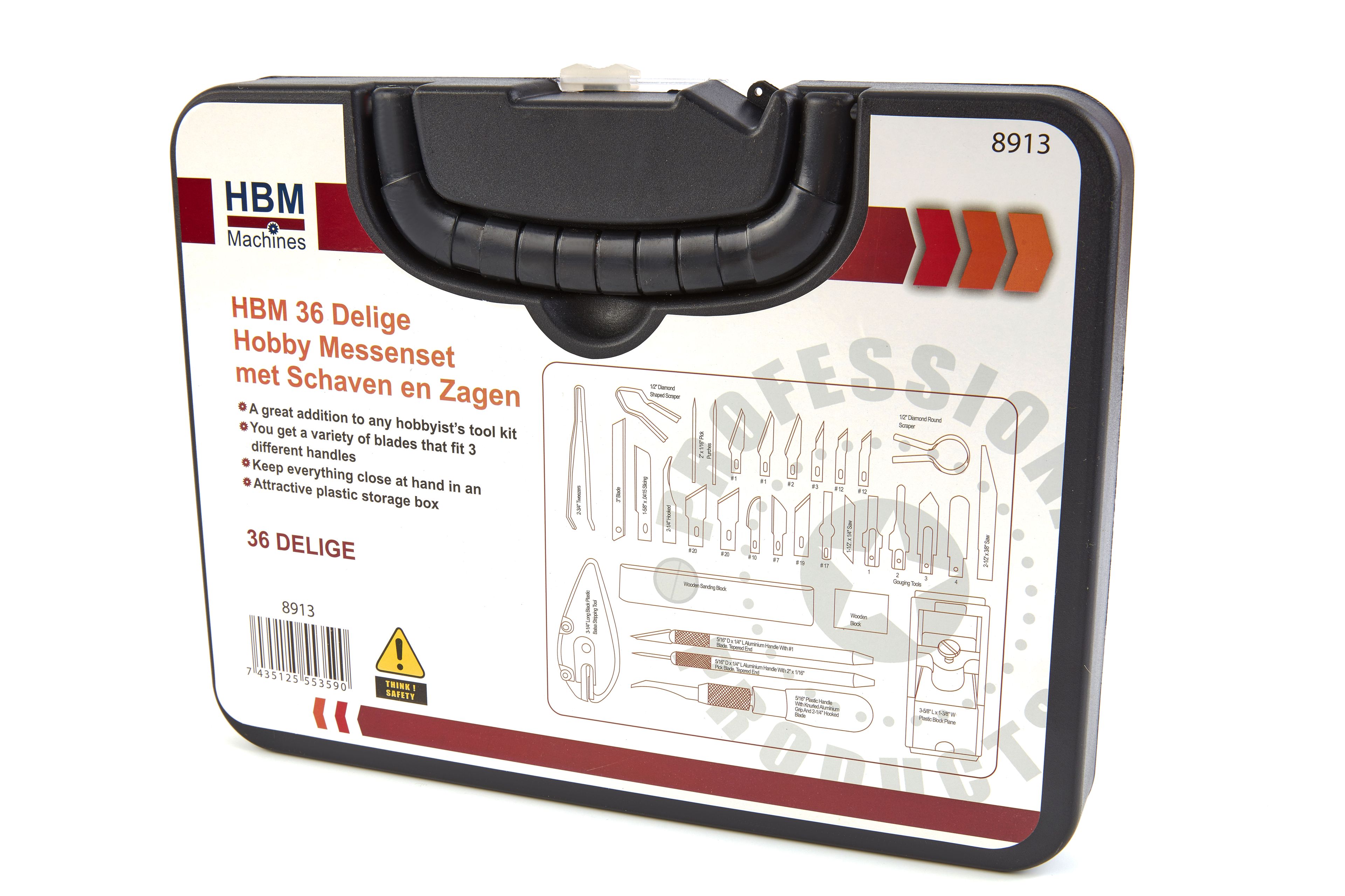 Conjunto de cuchillos de hobby HBM de 36 piezas con cepillos y sierras Image 5