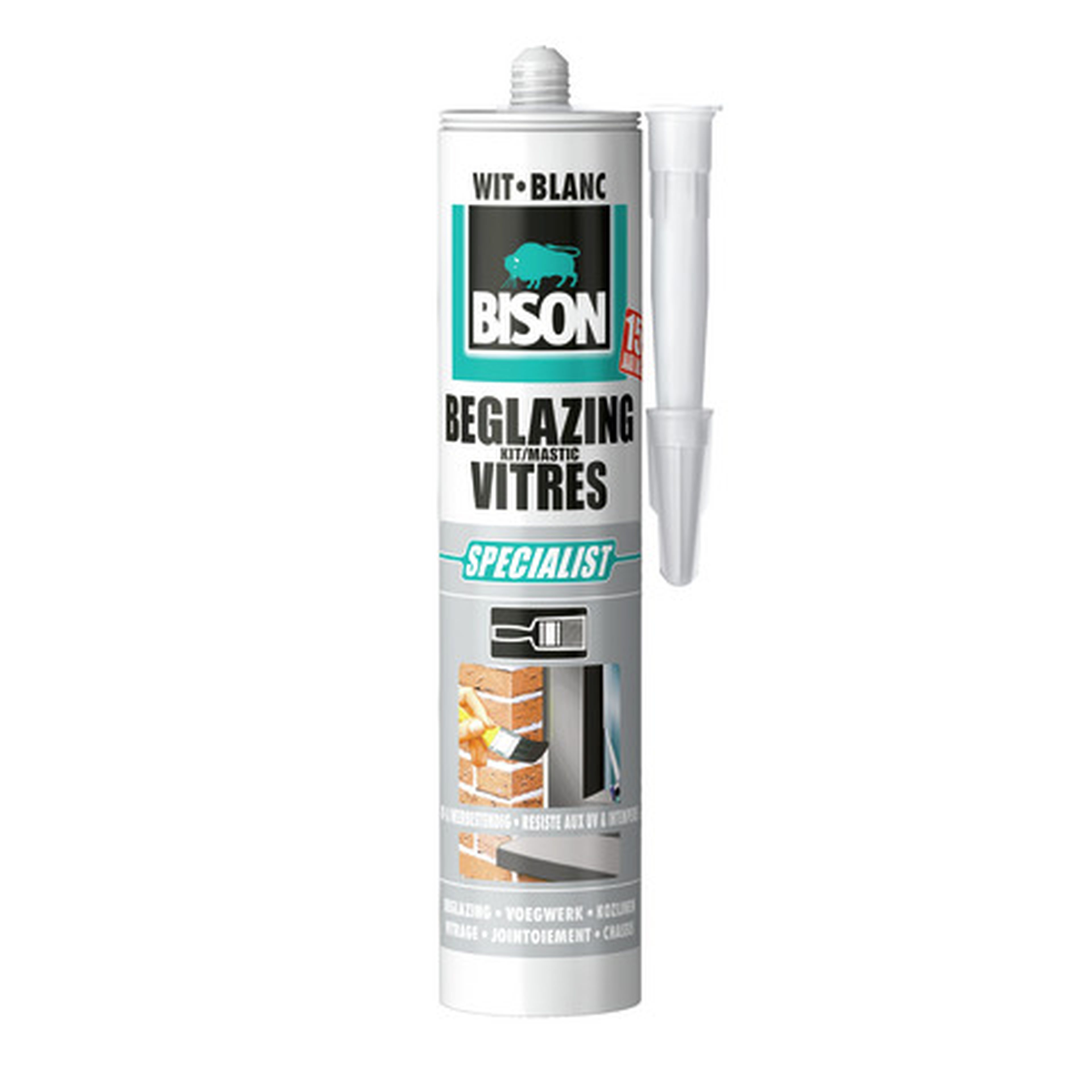 Sellador para acristalamiento Bison 290 ml tubo blanco