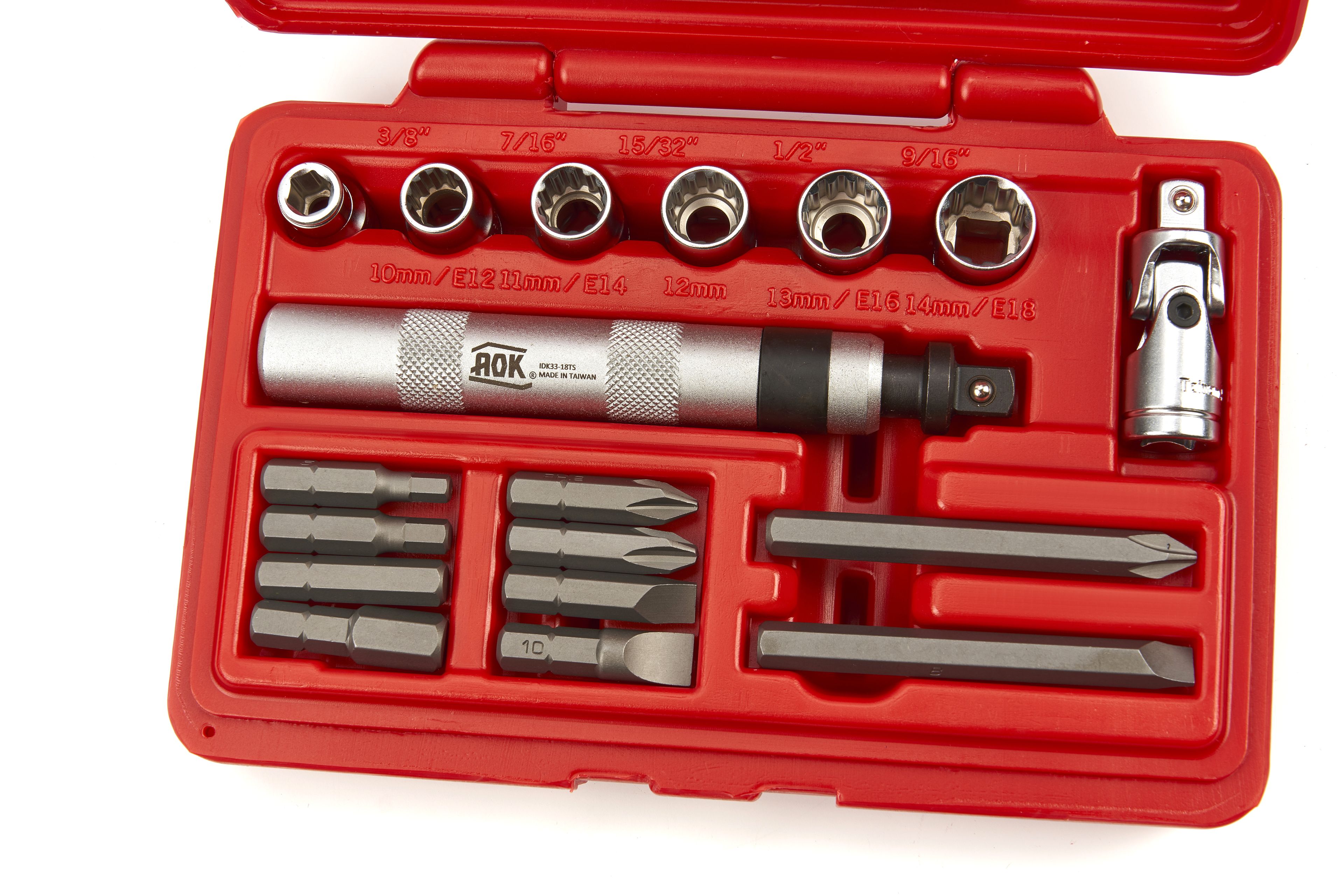 Ensemble de tournevis à chocs professionnels AOK 18 pièces avec embouts et capuchons Image 3