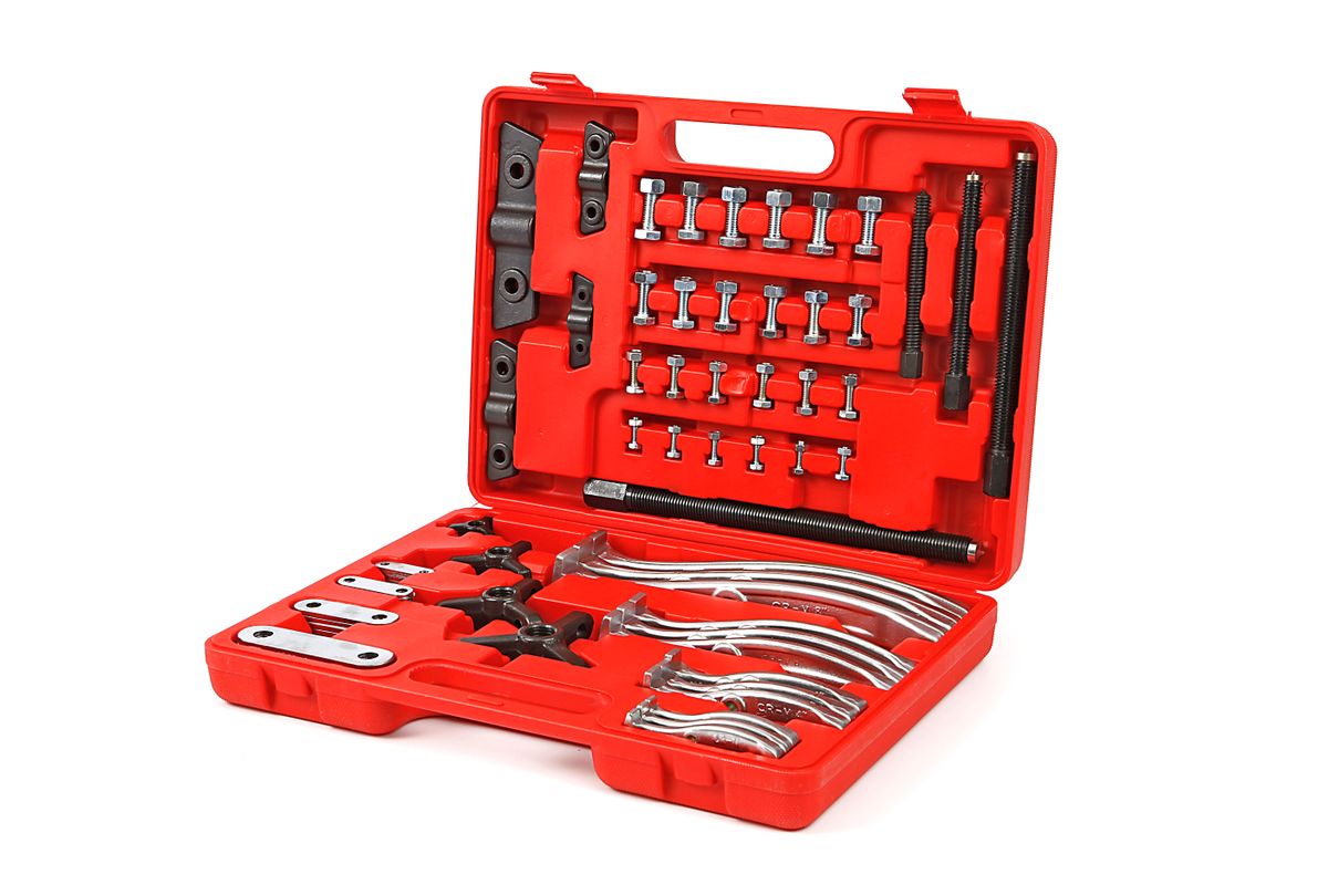 HBM Juego extractor de poleas de 2 y 3 patas 75 / 100 / 150 / 200 mm, 72 piezas