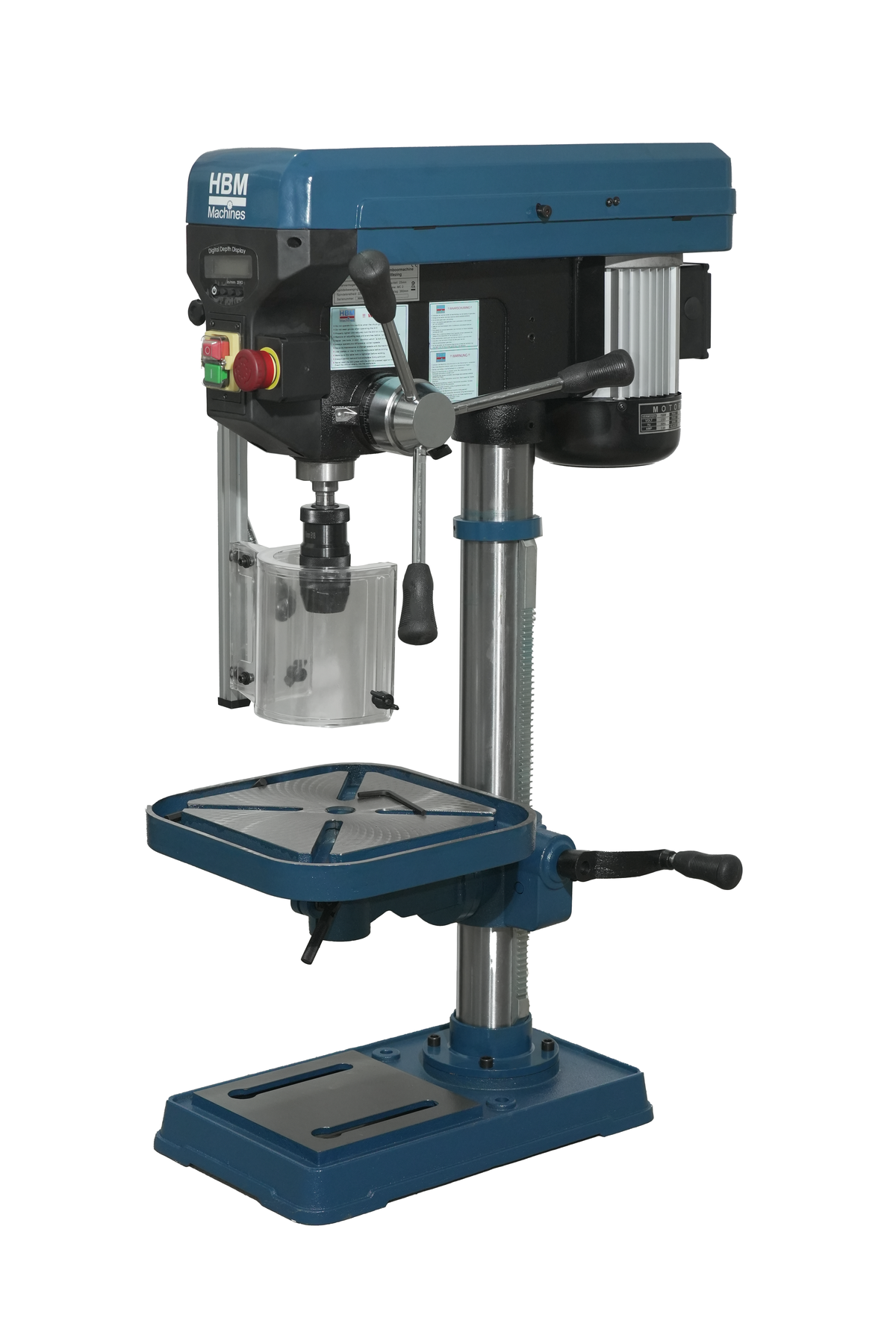 HBM Taladro de columna profesional de 25 mm con lectura digital de profundidad