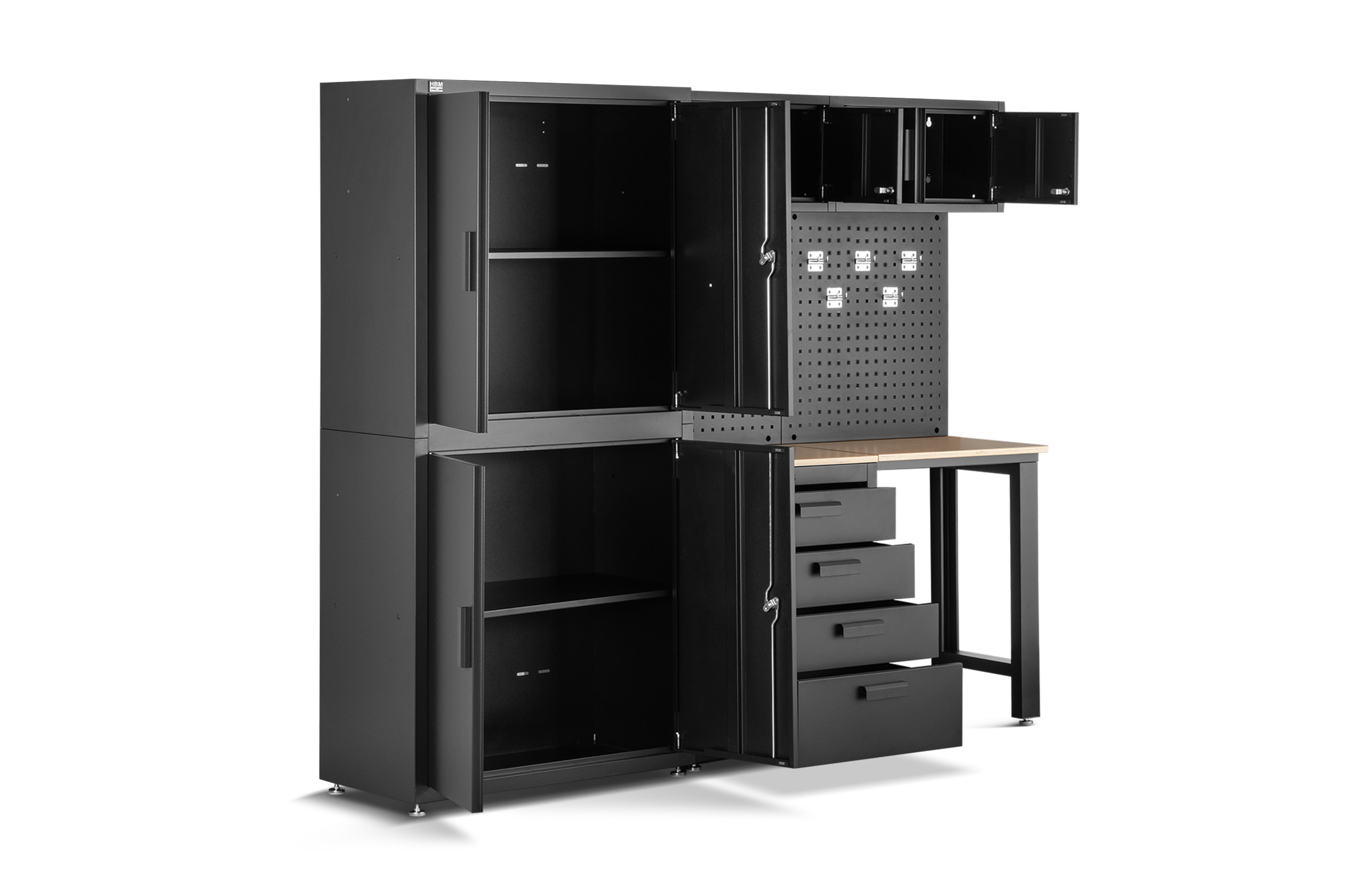 HBM Premium-Werkstattsystem, 8-teilig, Mattschwarz Image 4