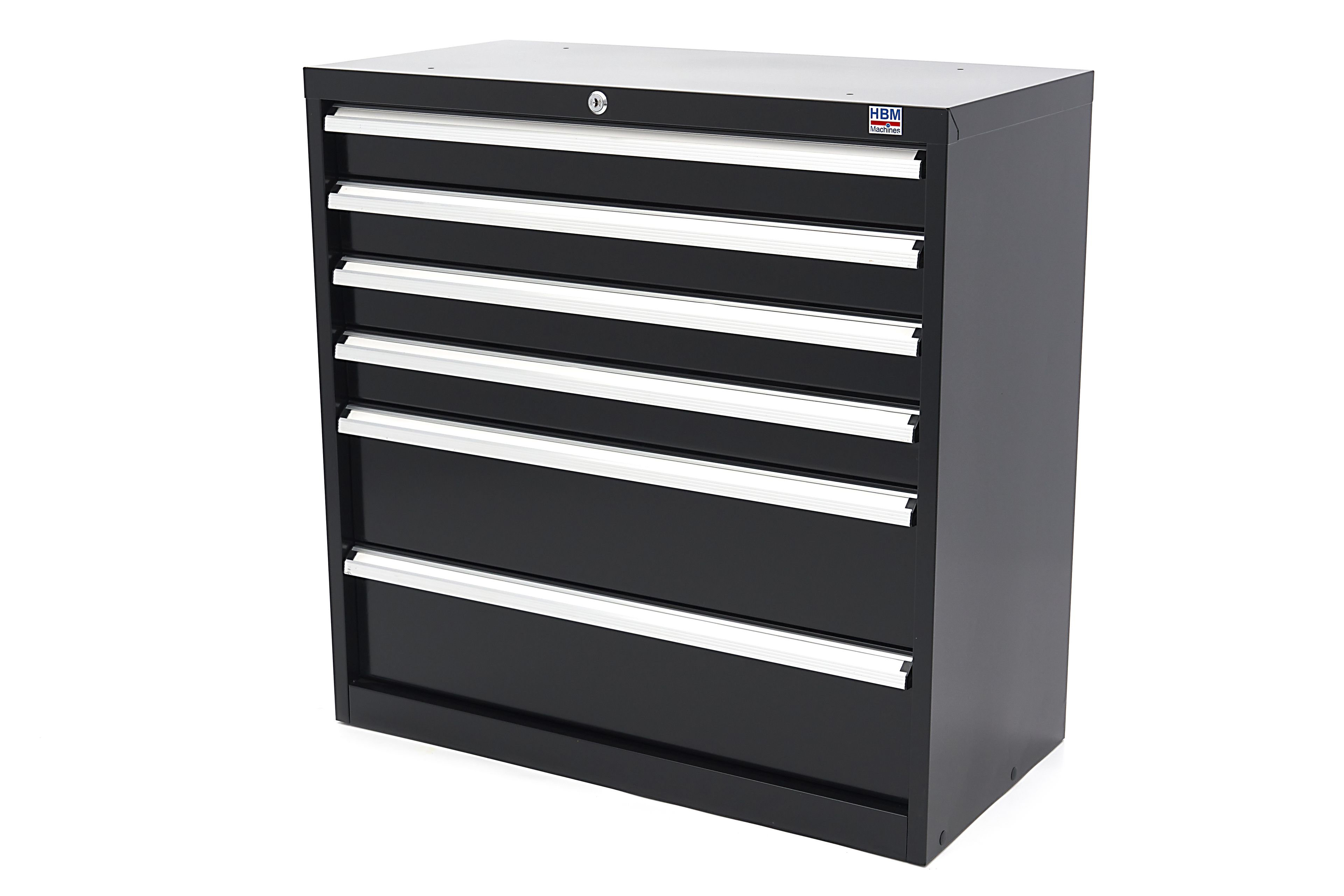 HBM 6 Schubladenschrank / Profi-Werkzeugschrank 90 x 45 x 90 cm schwarz