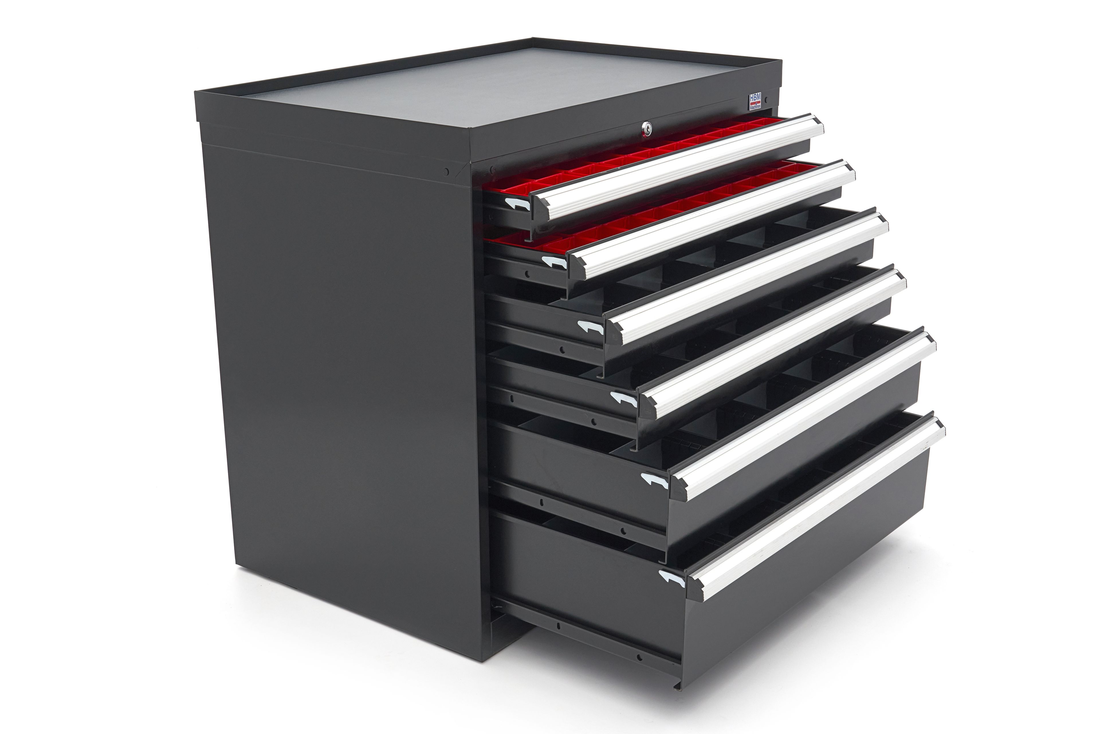 HBM Profi-Werkzeugschrank mit 6 Schubladen / Schubladenschrank, 88 x 58 x 80 cm, schwarz  Image 5