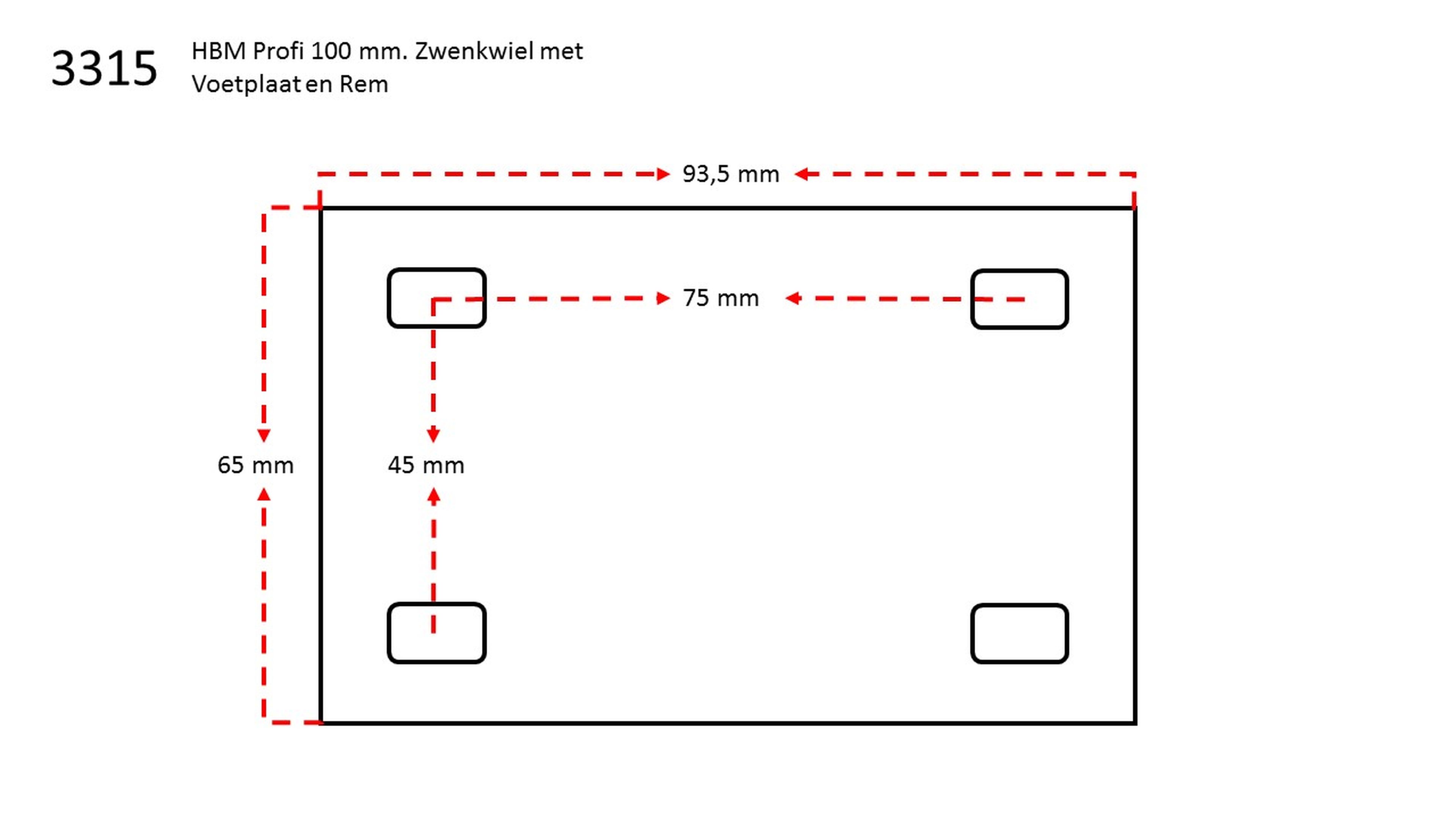 HBM Profi 100 mm Ruota Pivotante con Base e Freno 4 pezzi Image 3