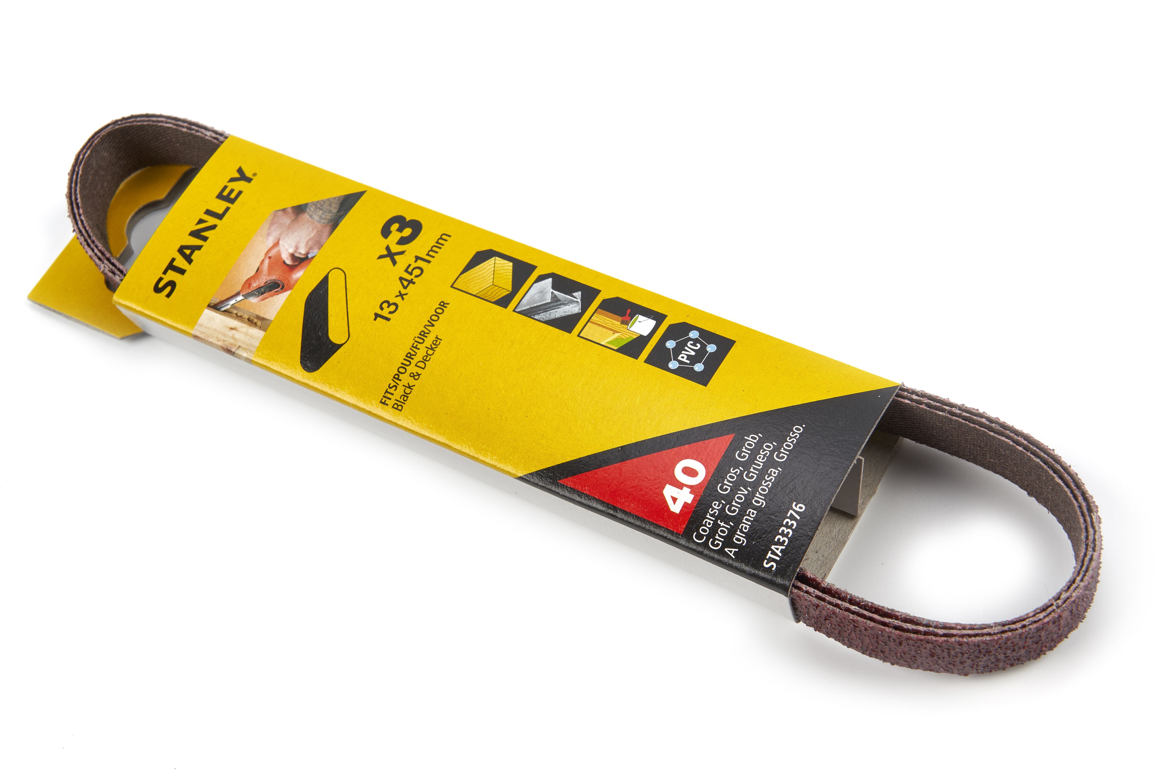 Stanley 3 pièces x Jeu de bandes abrasives pour Black & Decker KA900E Powerfile