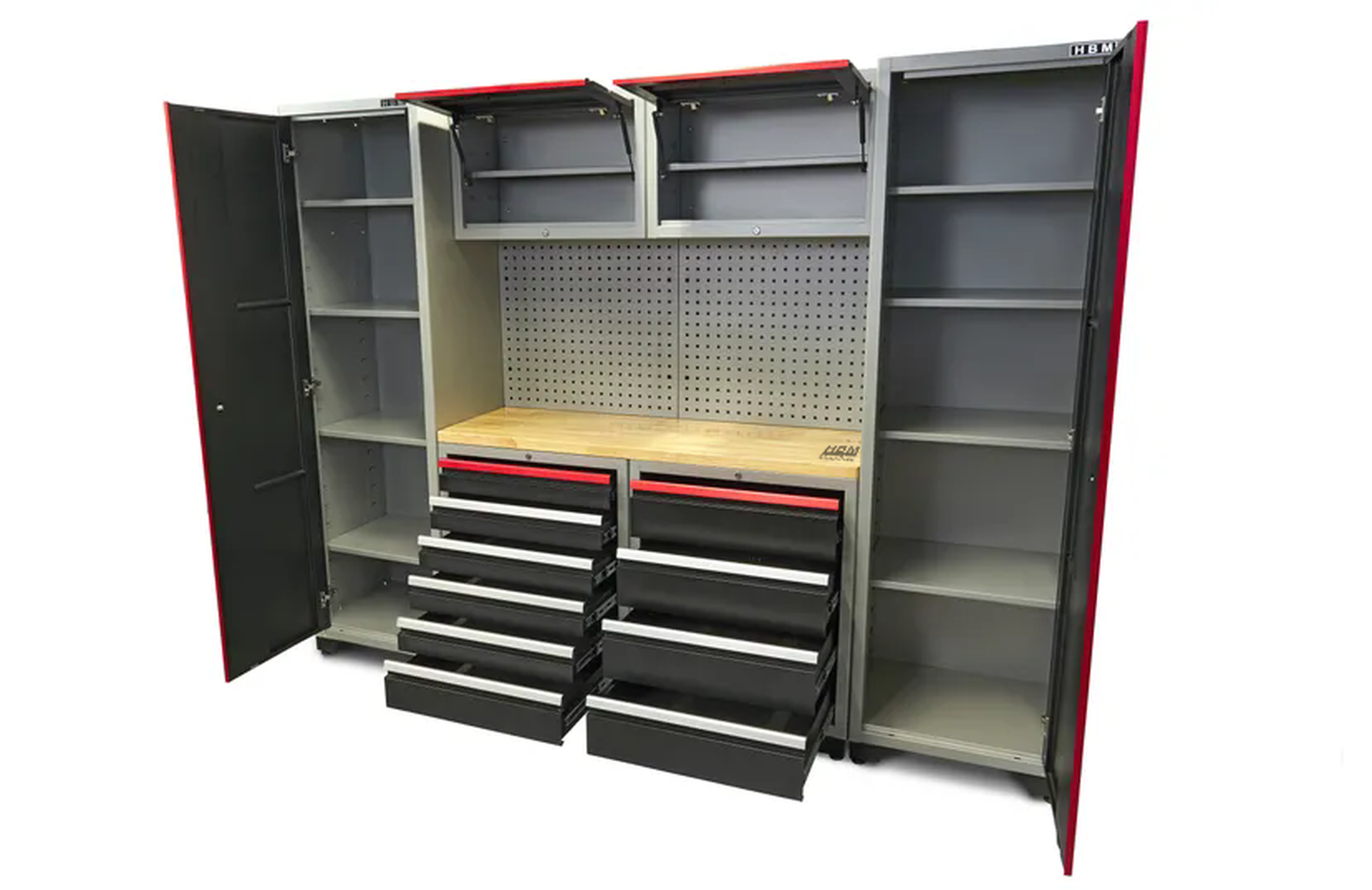 HBM professional deluxe modulair werkplaatssysteem, 9-delig, zwart rood Image 6