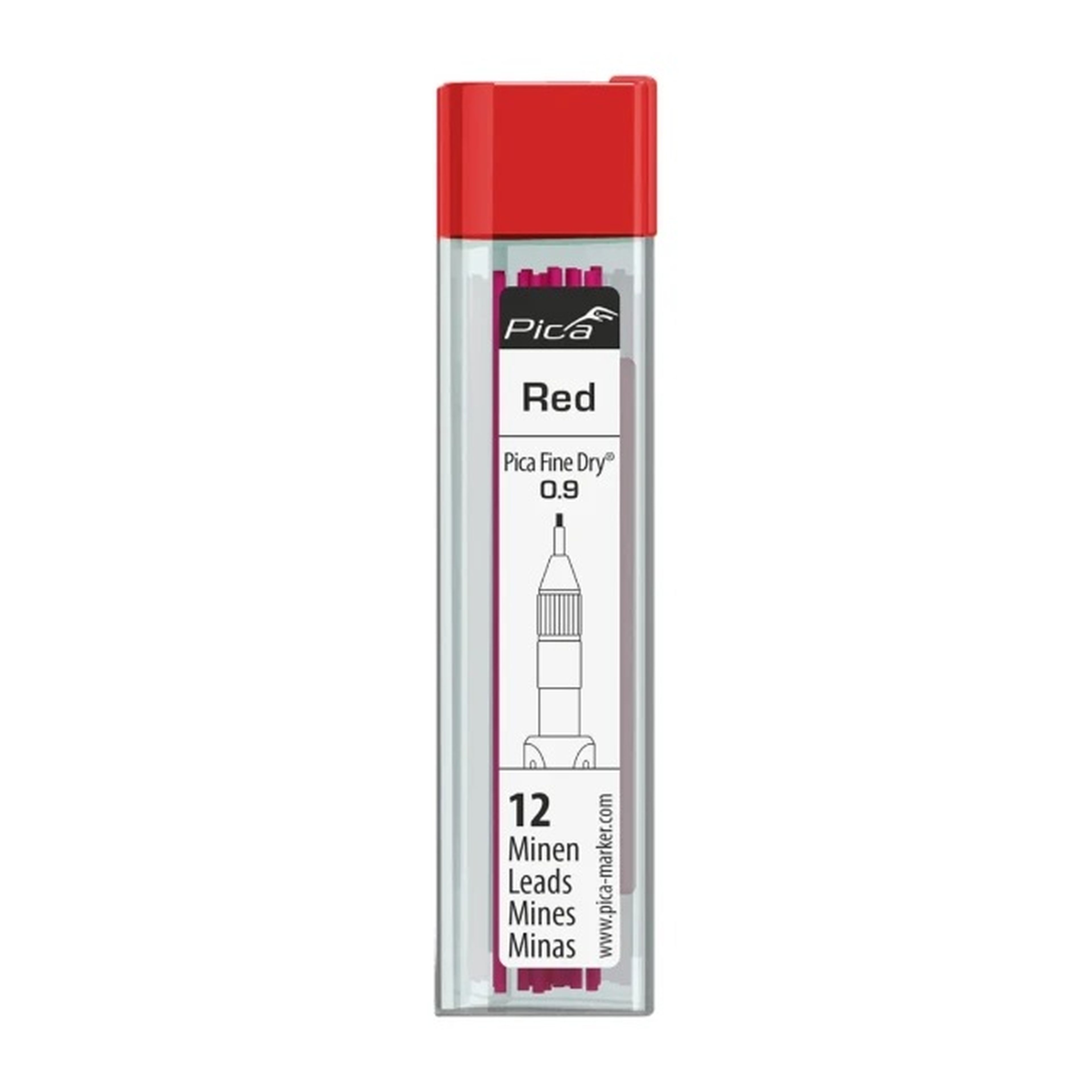 Recharge Pica Fine Dry 7031 rouge, 12 bâtonnets