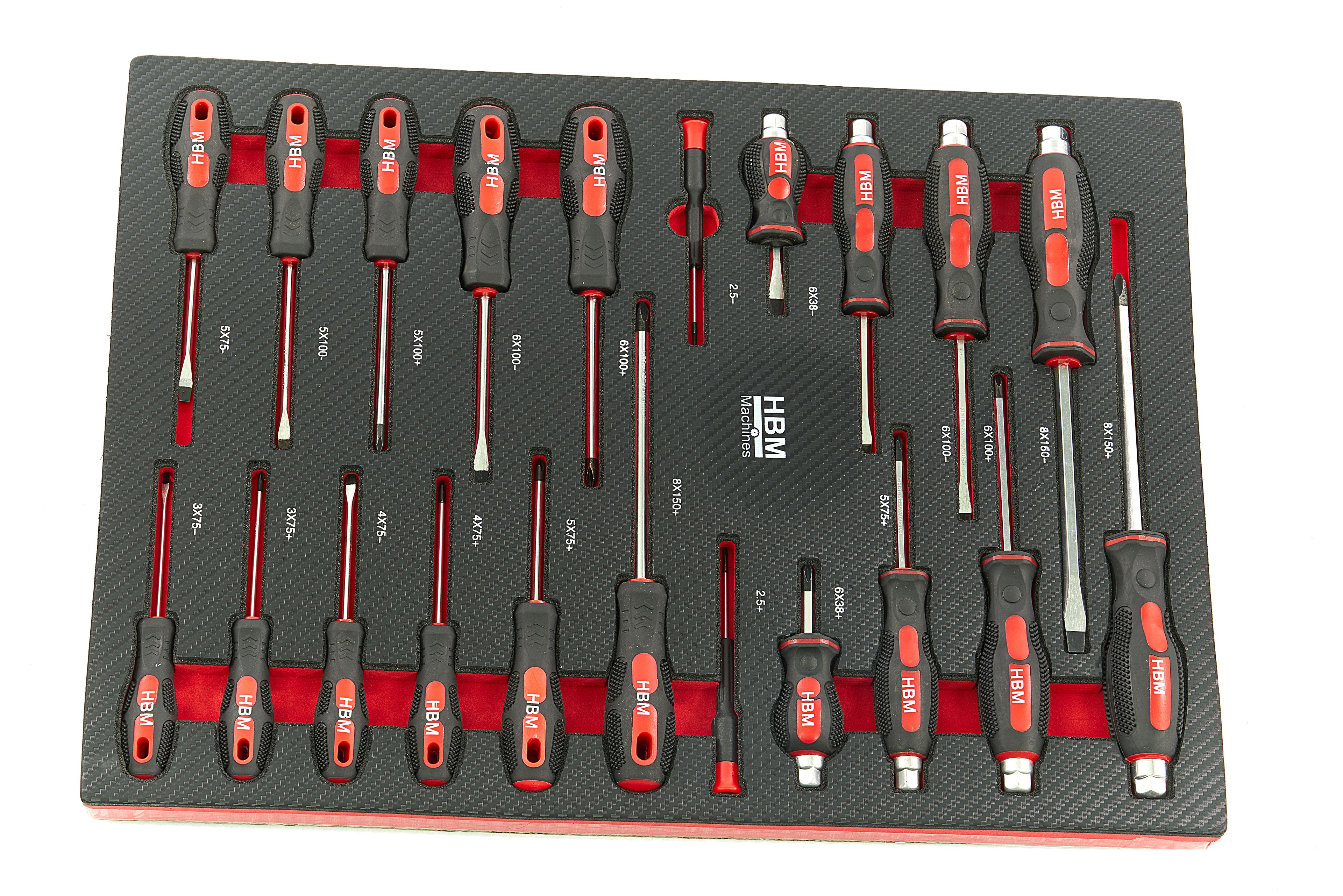 HBM 262er Pack Premium-Werkzeuge für Werkzeugwagen - ROT Image 7