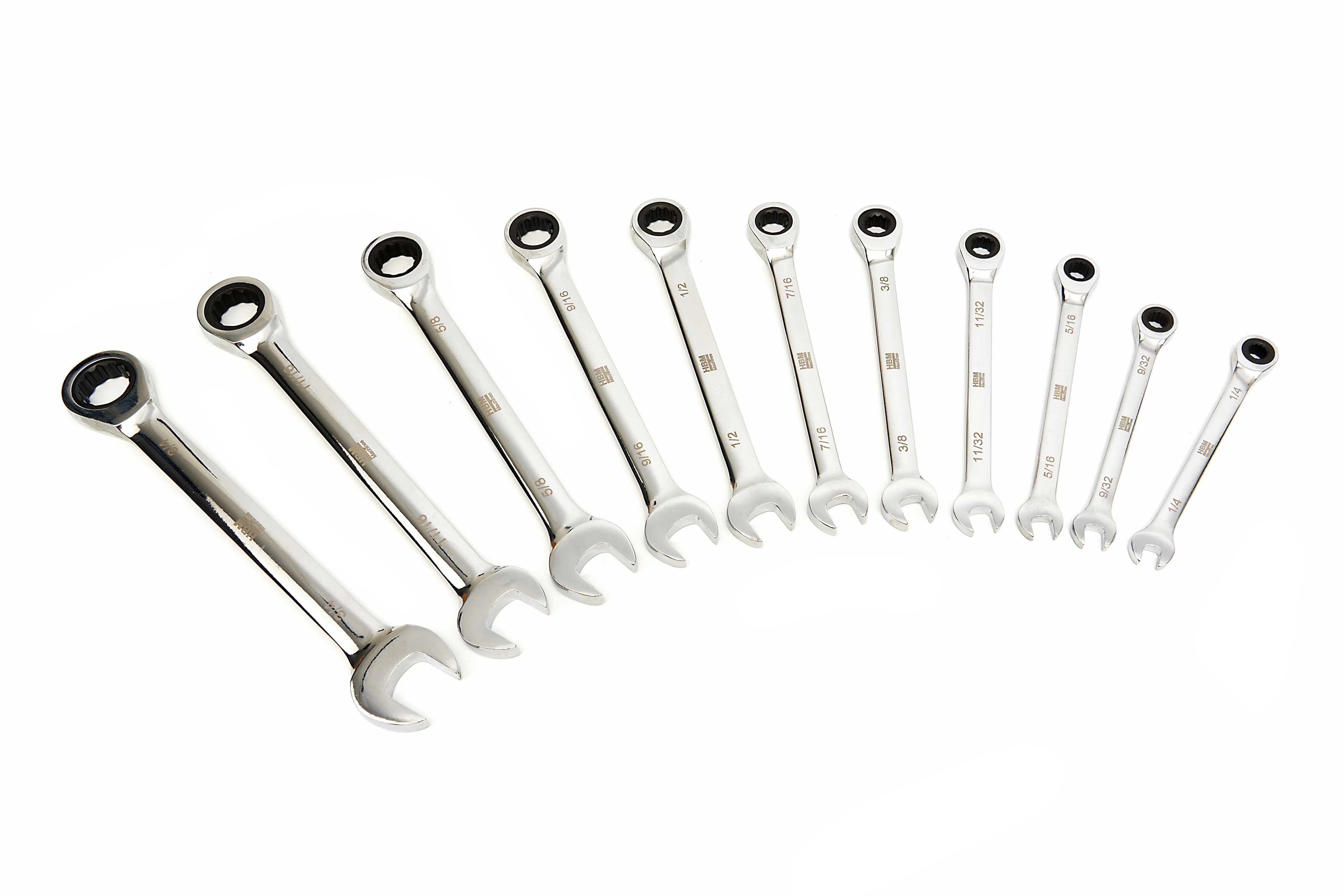 HBM Set di 23 pezzi Professionale di Chiavi ad Anello, a Cricchetto, a Bussola Misure Metriche e INCH Inclusa 4 Adattatori Image 6