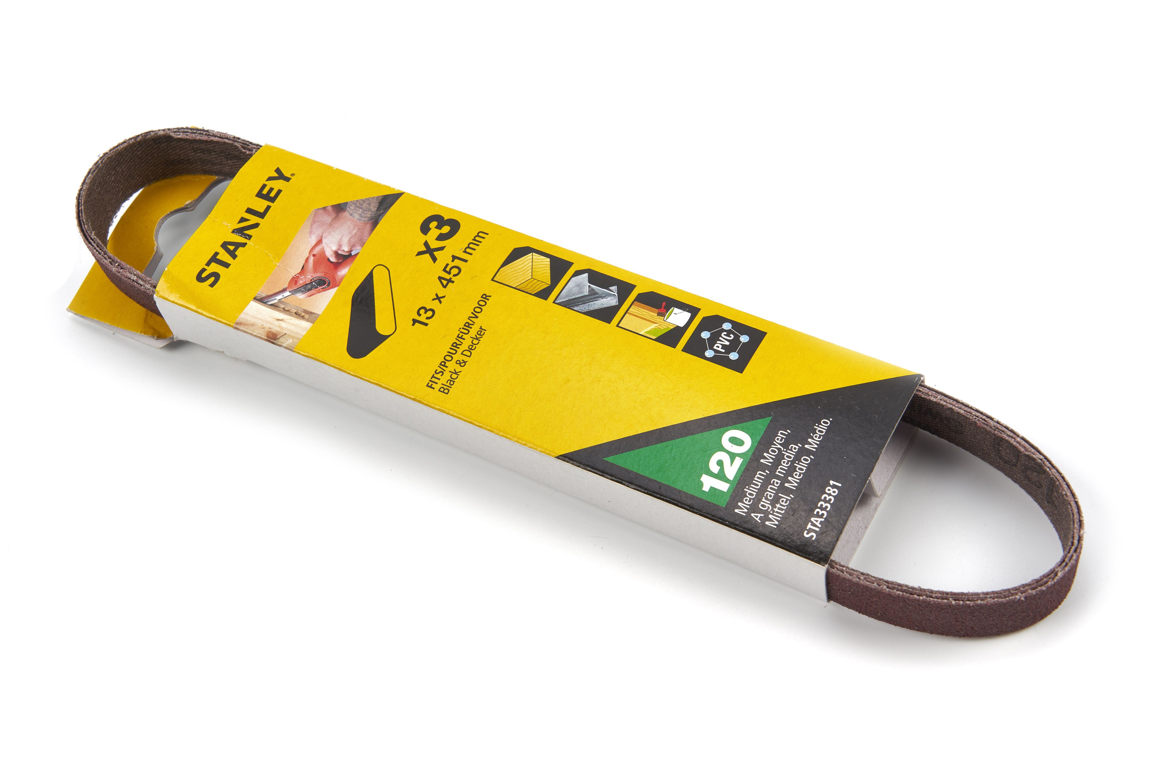 Set di nastri abrasivi Stanley 3 pezzi per la Black & Decker KA900E Powerfile