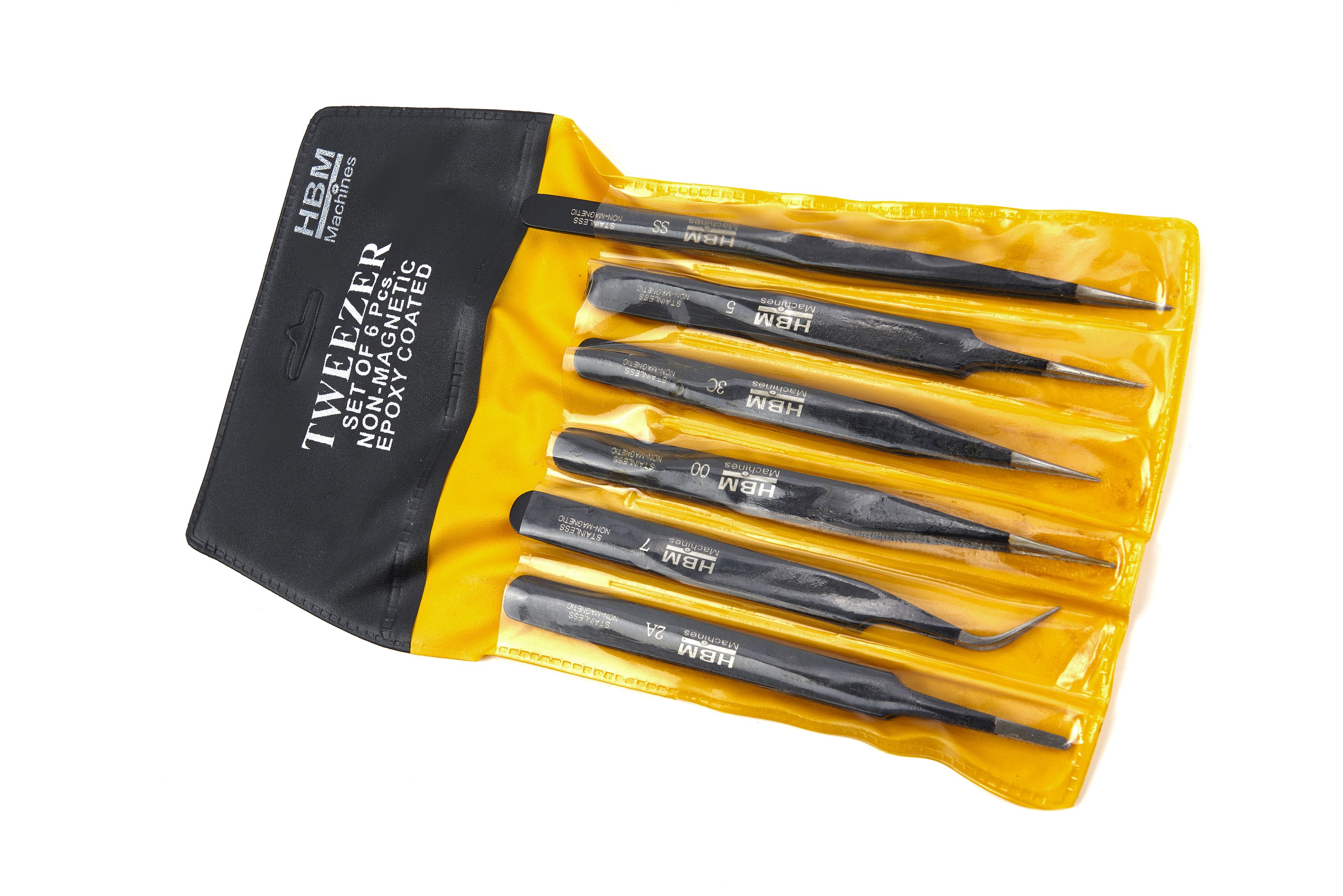 HBM Professionele 6 Delige Anti Magnetische RVS Pincet set Image 2