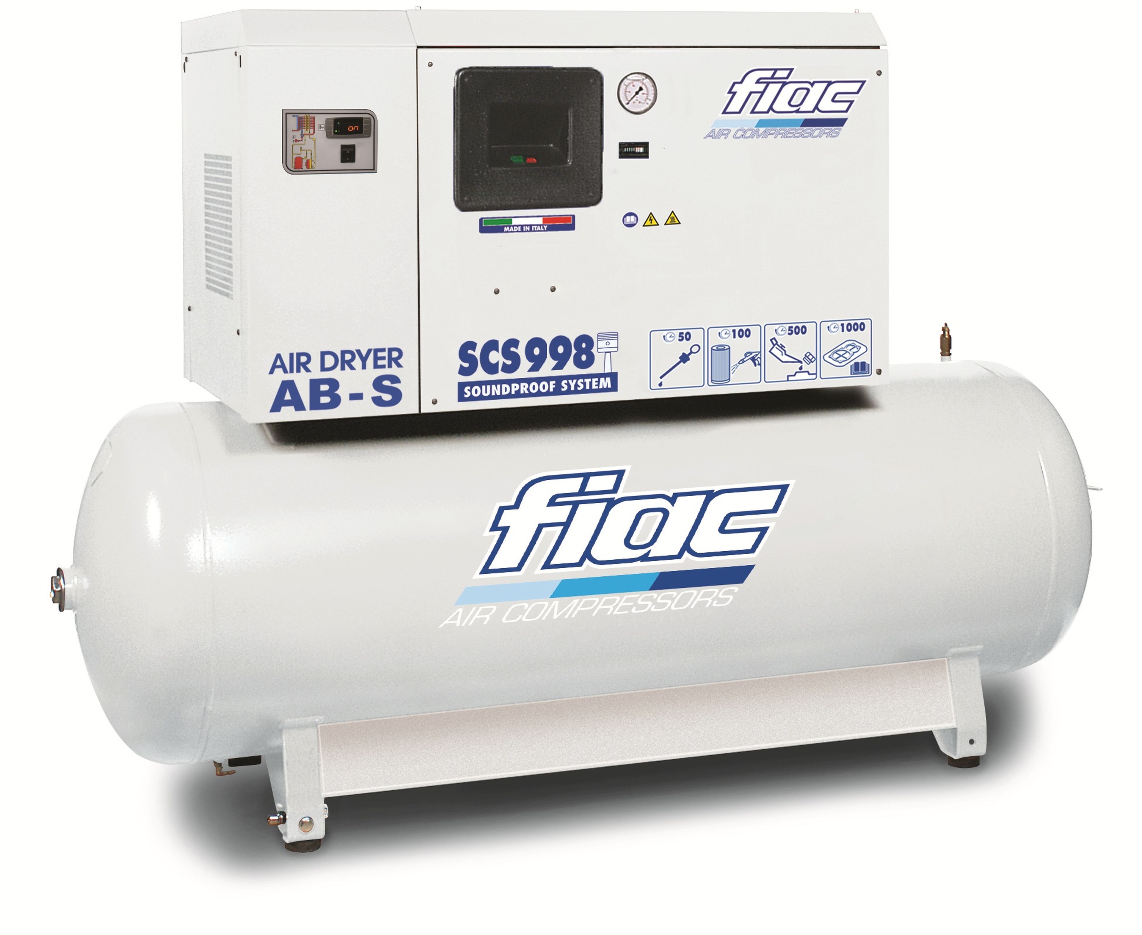 Fiac stille compressor SCS 500lt - AB998 10 PK 500 liter, met koeldroger