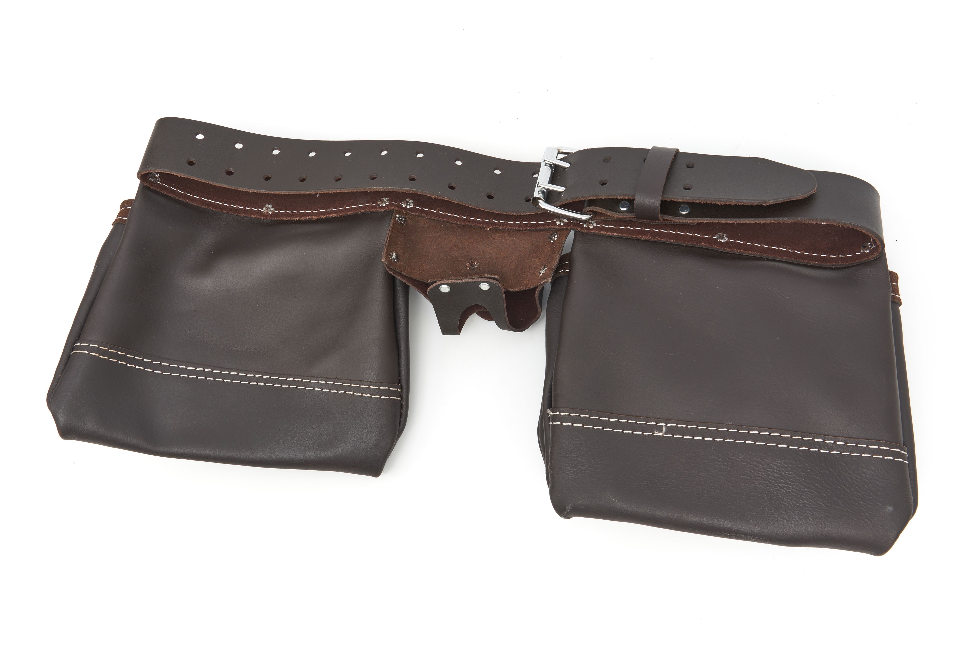 HBM Ceinture d'outils double professionnelle / Tablier à ongles en cuir tanné à l'huile Image 5