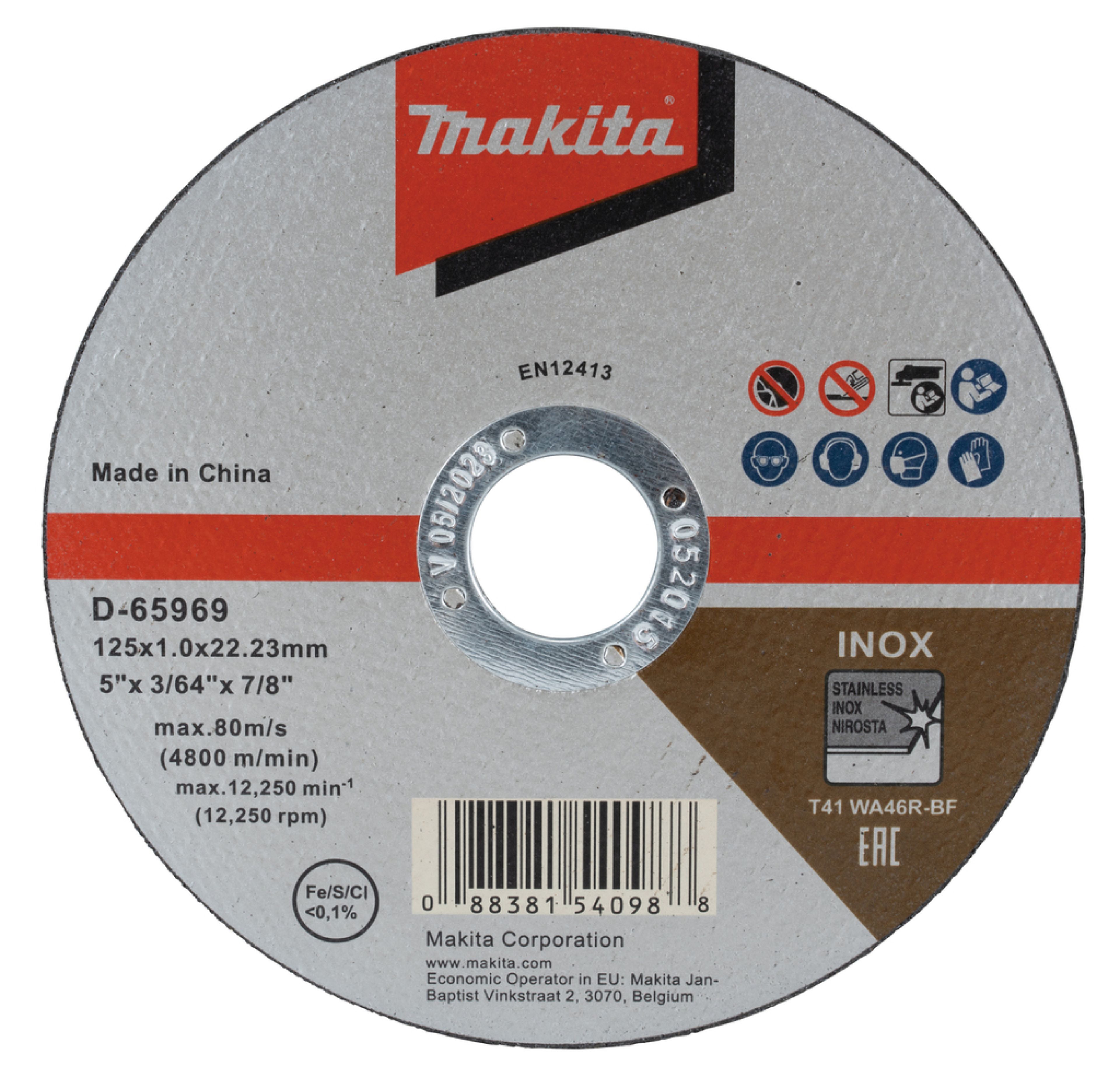 Dischi da taglio Makita 125 mm 12 Pezzi In Latta D-65969-12