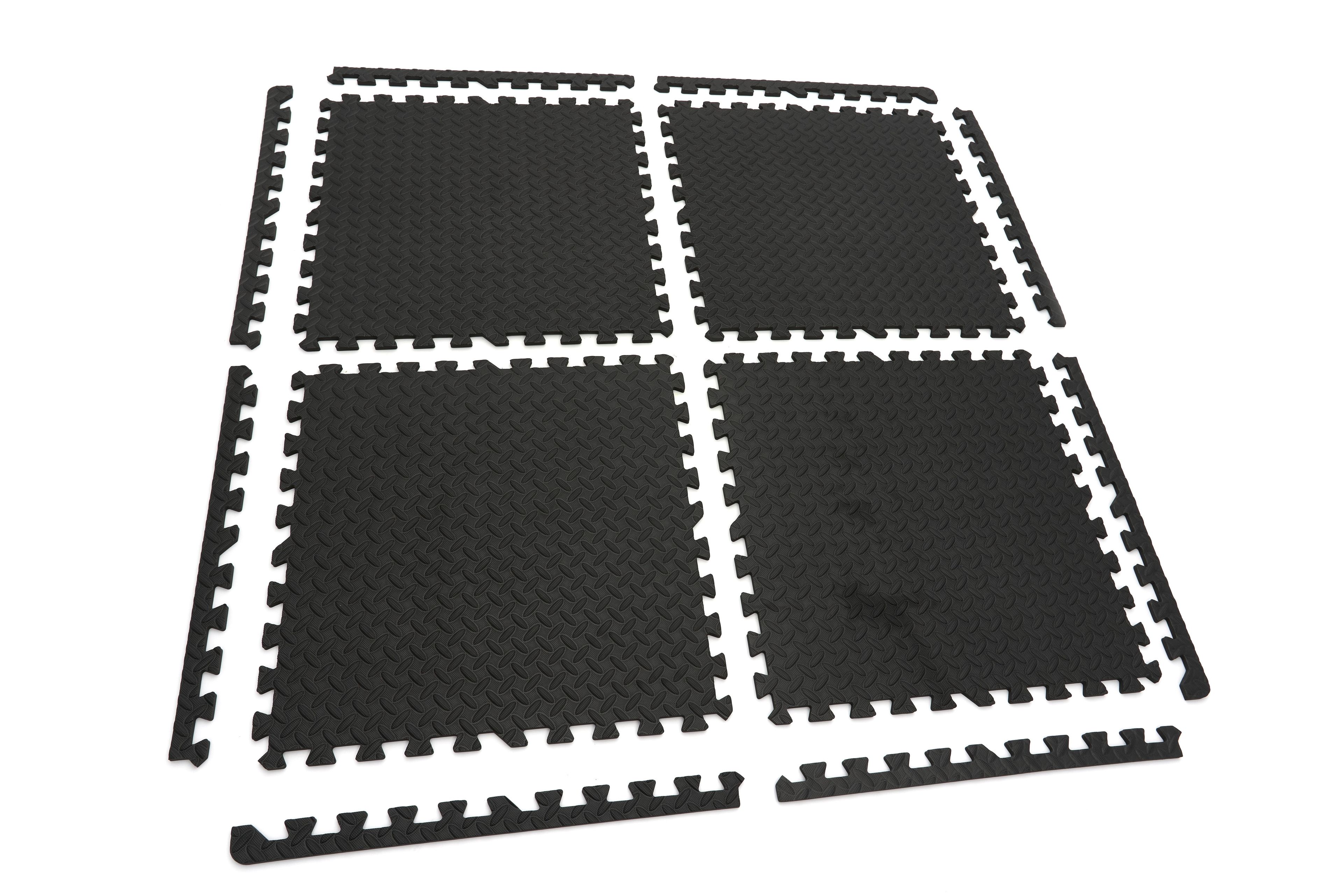 HBM Set di piastrelle per pavimenti EVA per la protezione del pavimento 4 pezzi, nero Image 6