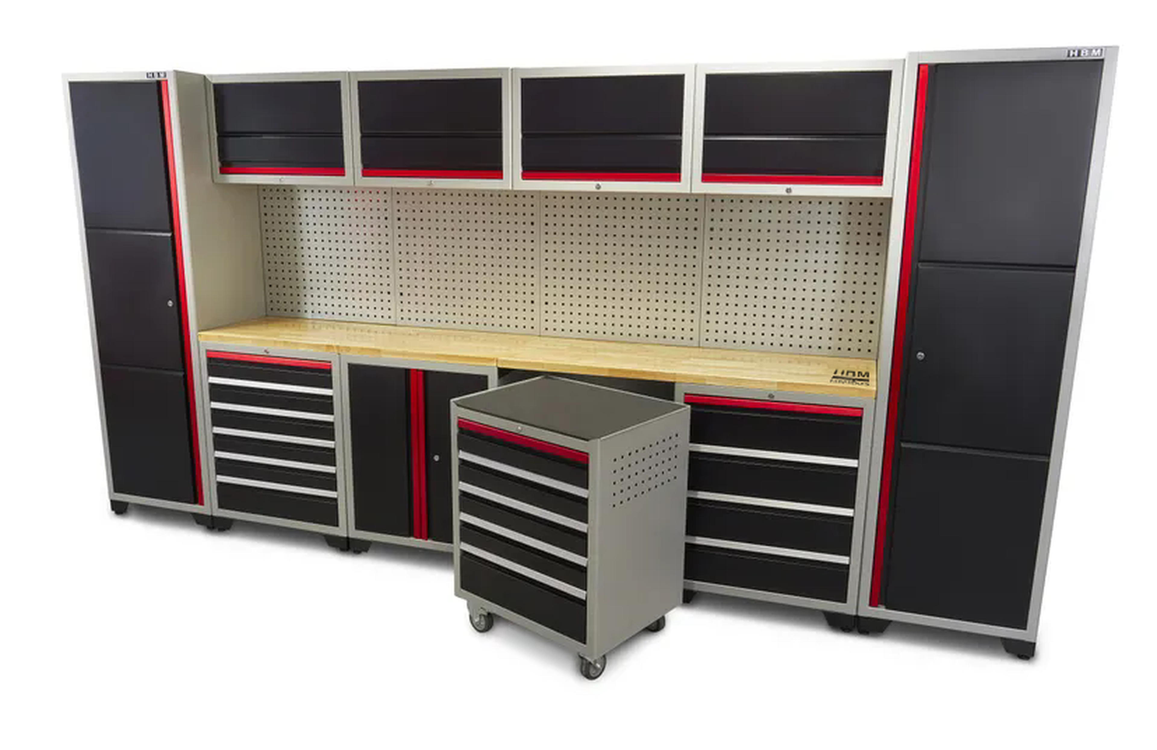 Système d'atelier modulaire professionnel de luxe HBM, 16 pièces, noir rouge Image 6