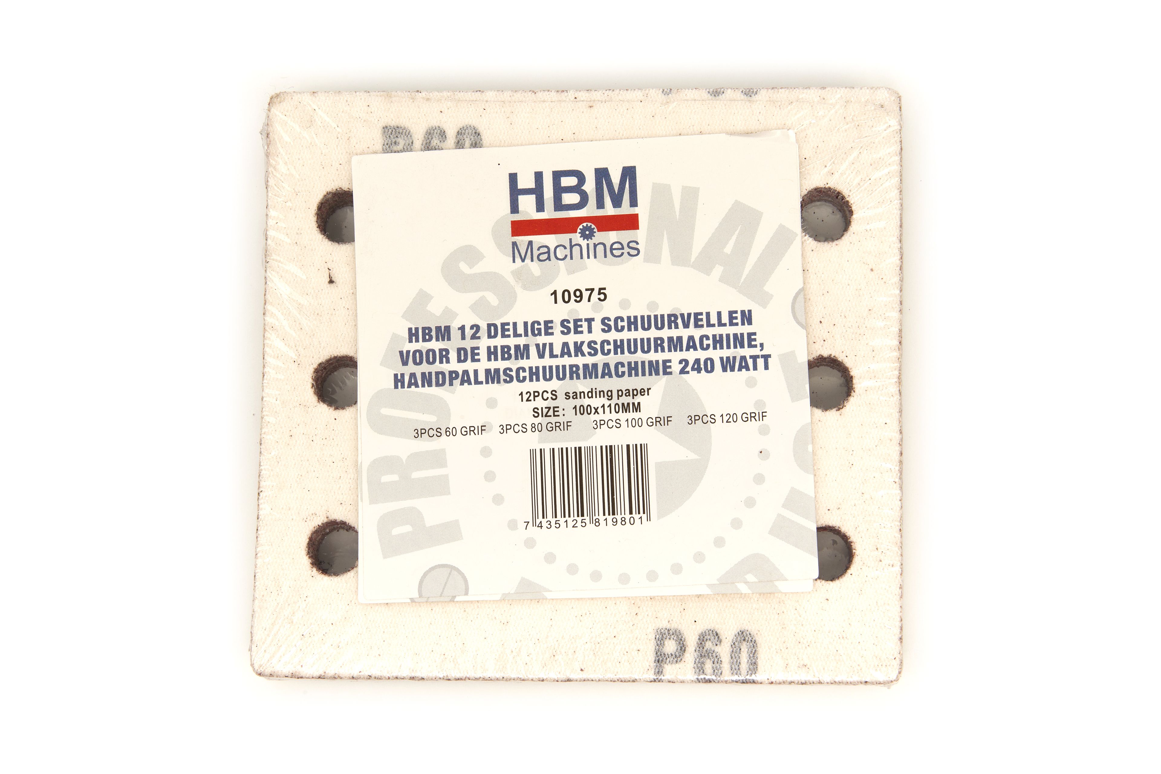 Jeu de feuilles abrasives HBM (12 pièces) pour la ponceuse à main HBM 240 Watt Image 3