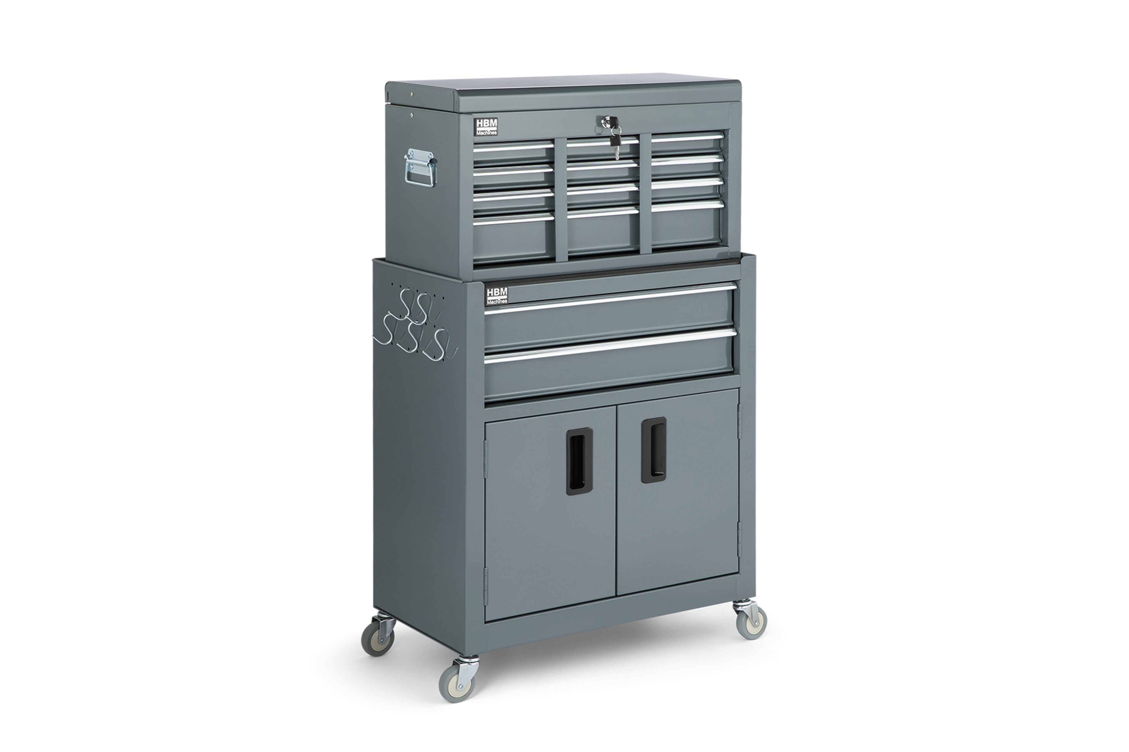 HBM carrello porta attrezzi con armadio superiore, grigio, modello 2 Image 3
