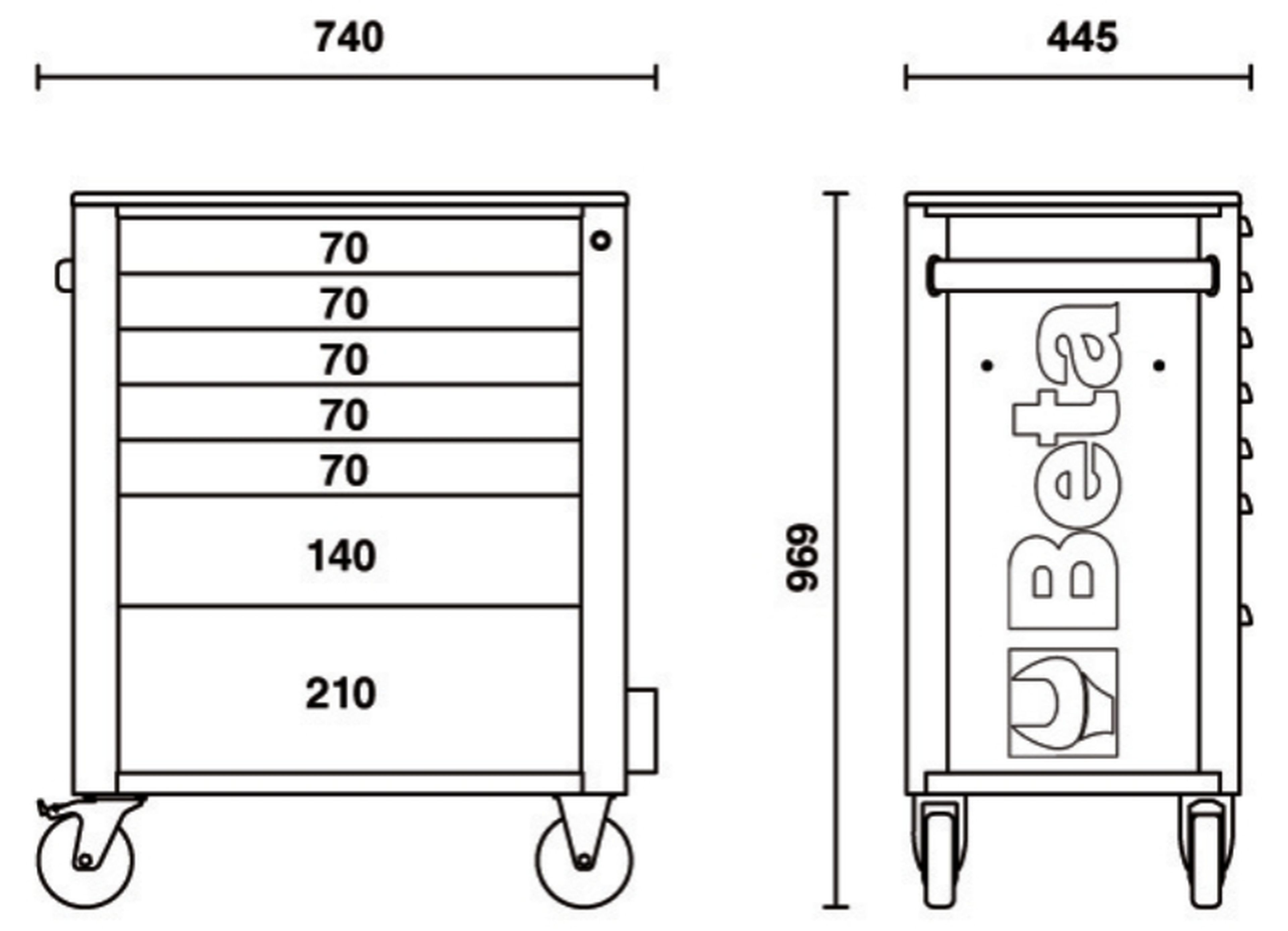 Beta Carro de Herramientas con 7 Cajones RSC24/7-O Image 2