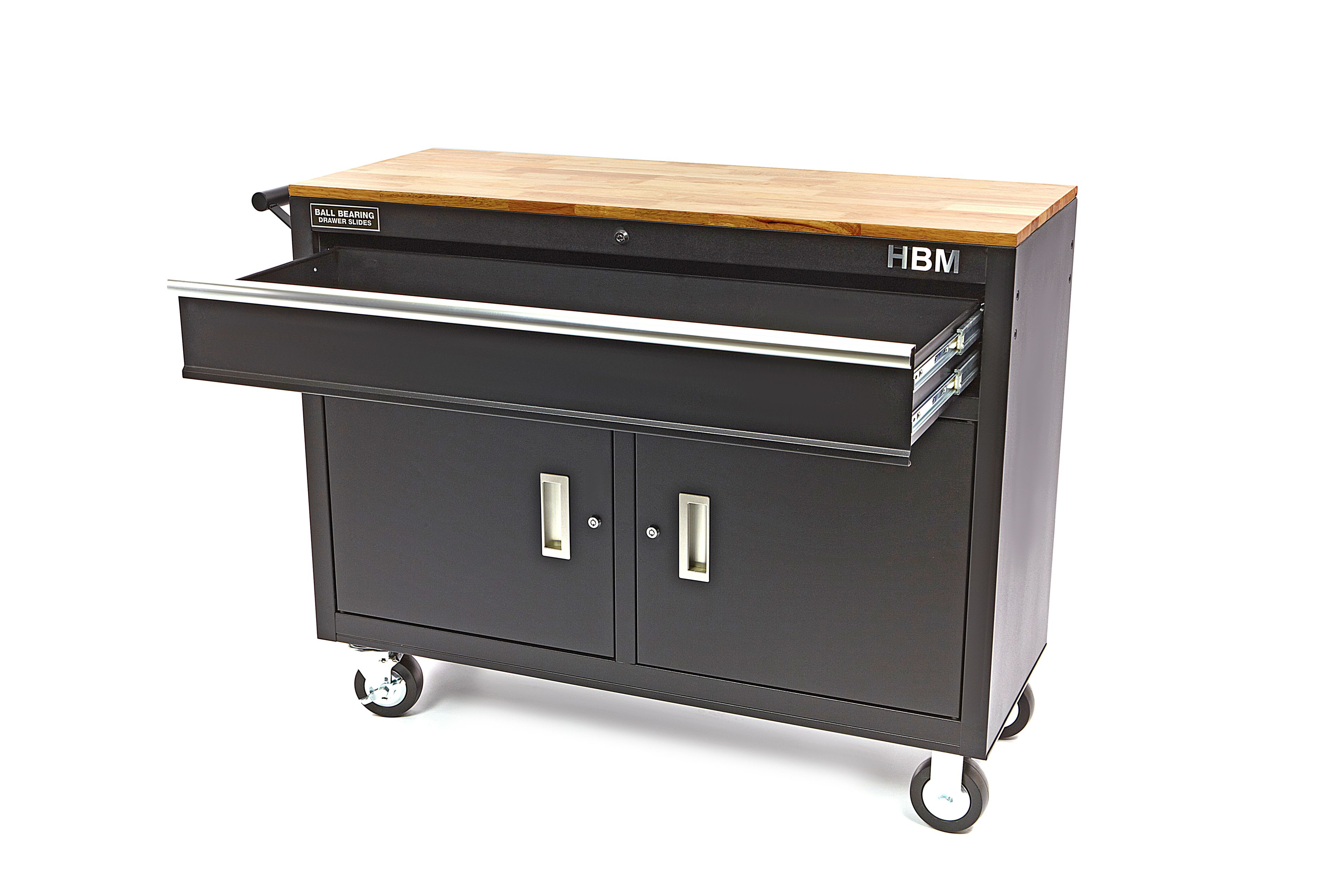 HBM Profi fahrbarer Werkzeugwagen Werkbank, 117 cm, schwarz Image 2