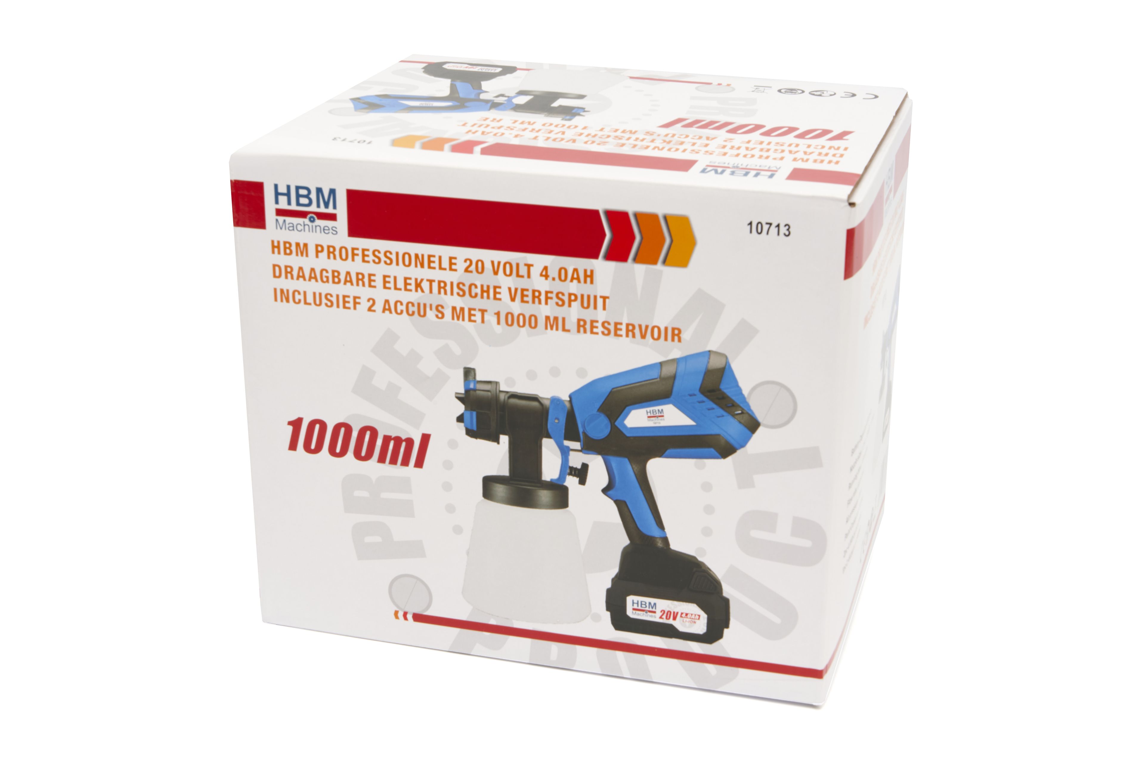 HBM 20 Volt 4.0AH Draagbare Elektrische Verfspuit Inclusief 2 Accu's Met 1000 ML Reservoir Image 15