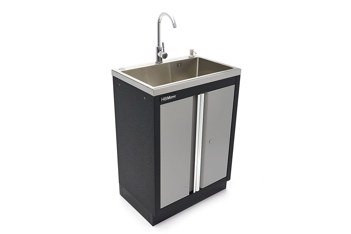Fregadero profesional HBM con grifo para equipos de taller