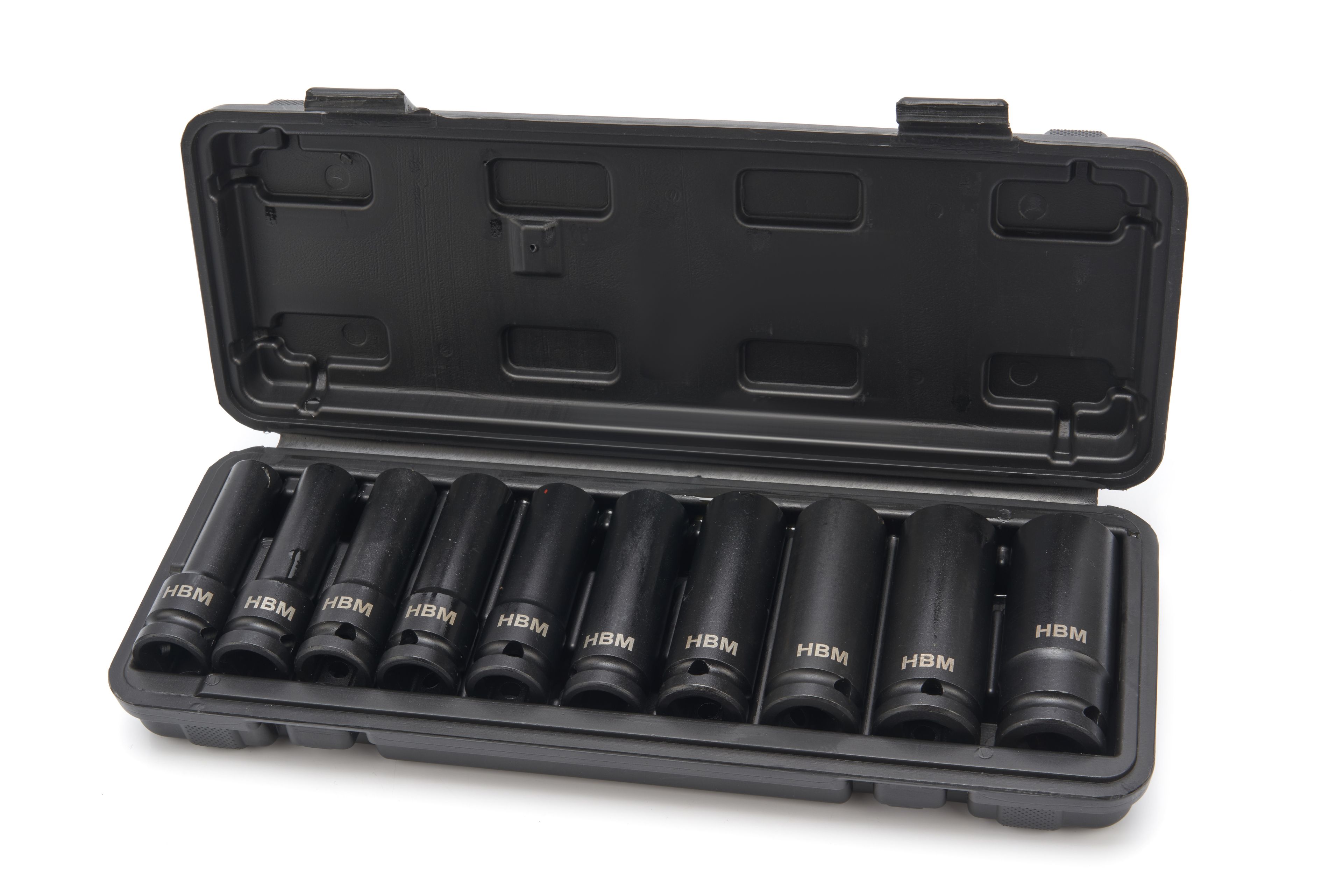 HBM diepe krachtdoppenset, 1/2 inch, metrische zeskant, 10-delig