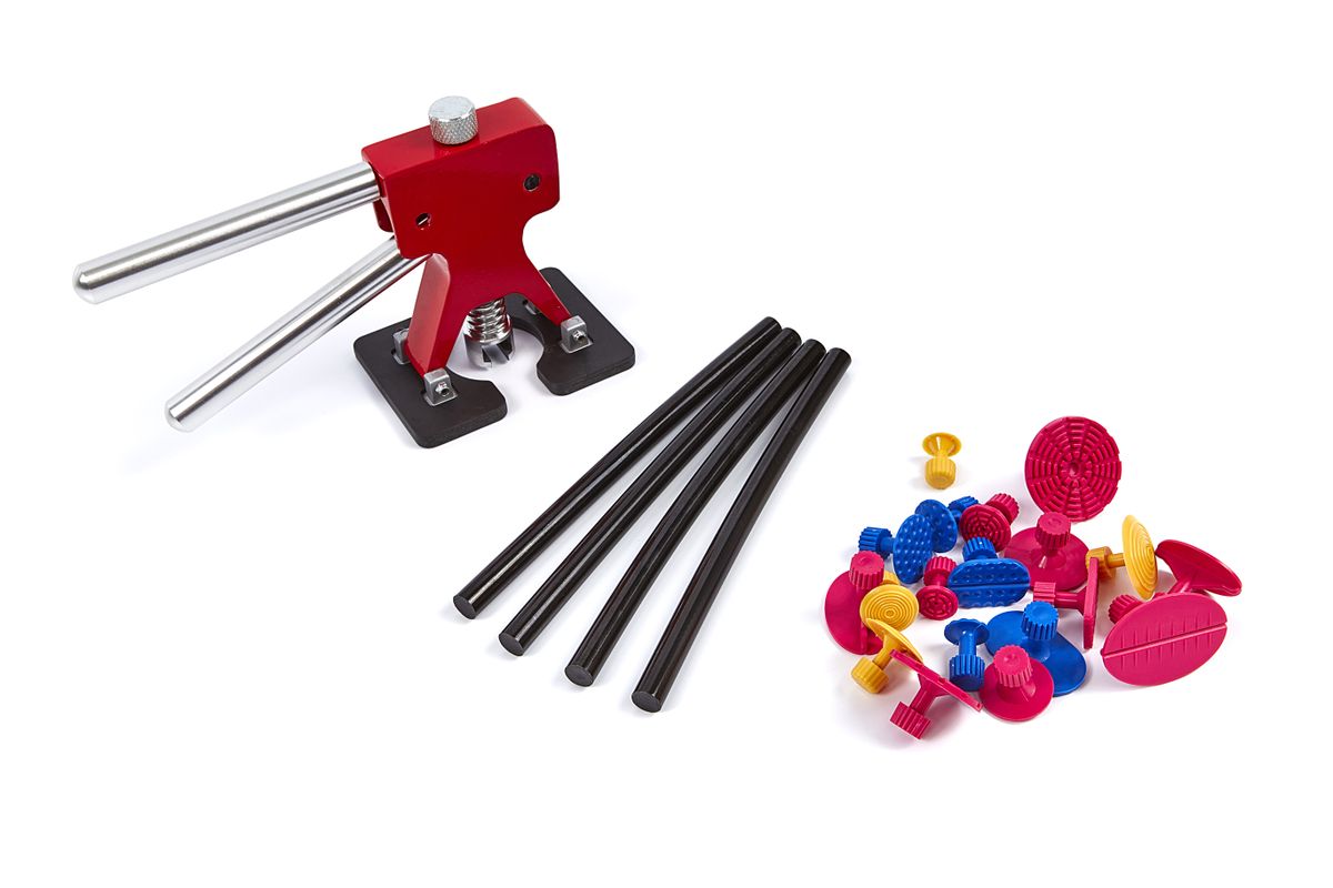 Desabollador HBM, Kit de desabolladura, Desabolladura sin pintura adecuado para pequeñas abolladuras en una superficie plana