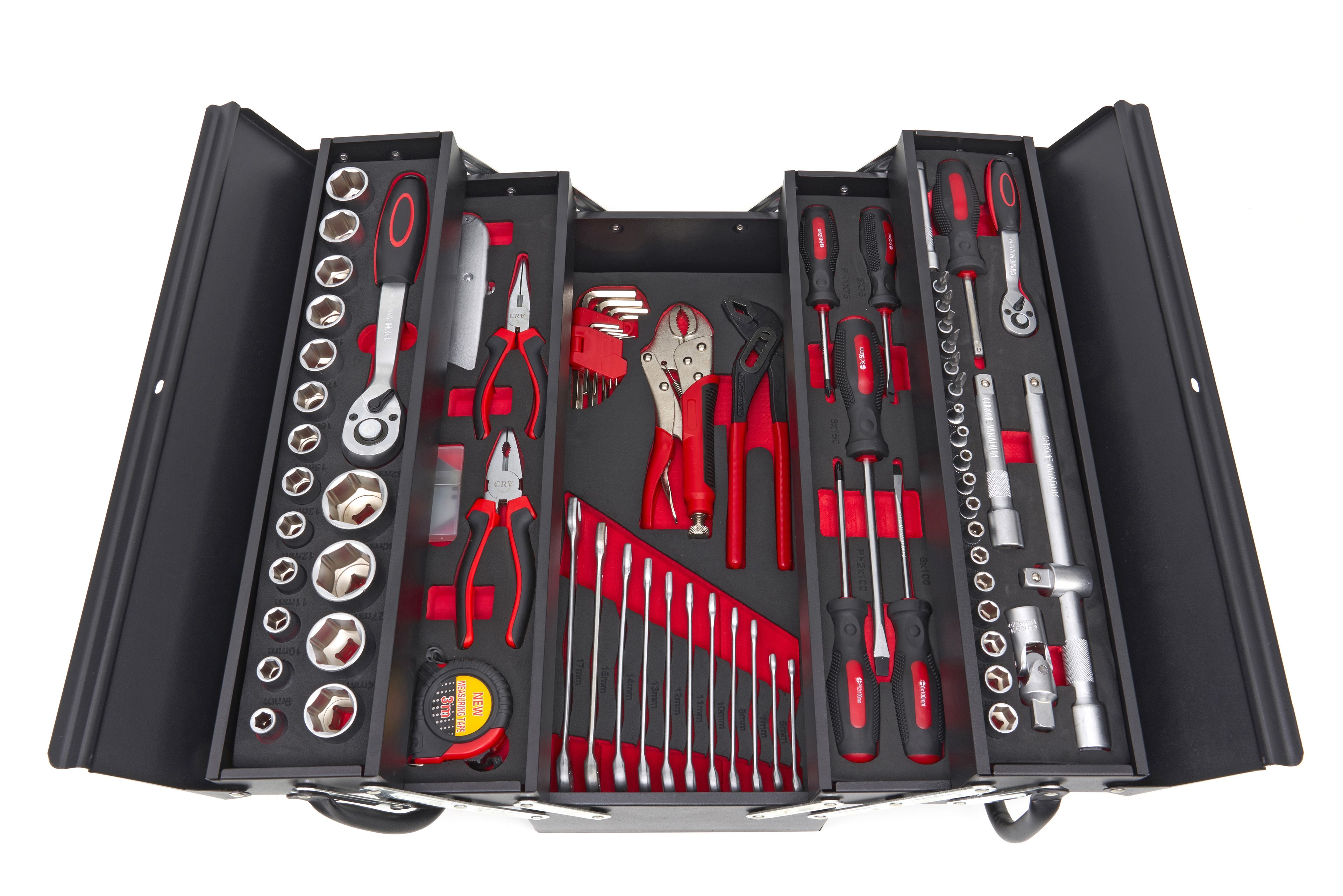 HBM 85 Delige Gevulde Gereedschapskist Met Foam Inlays