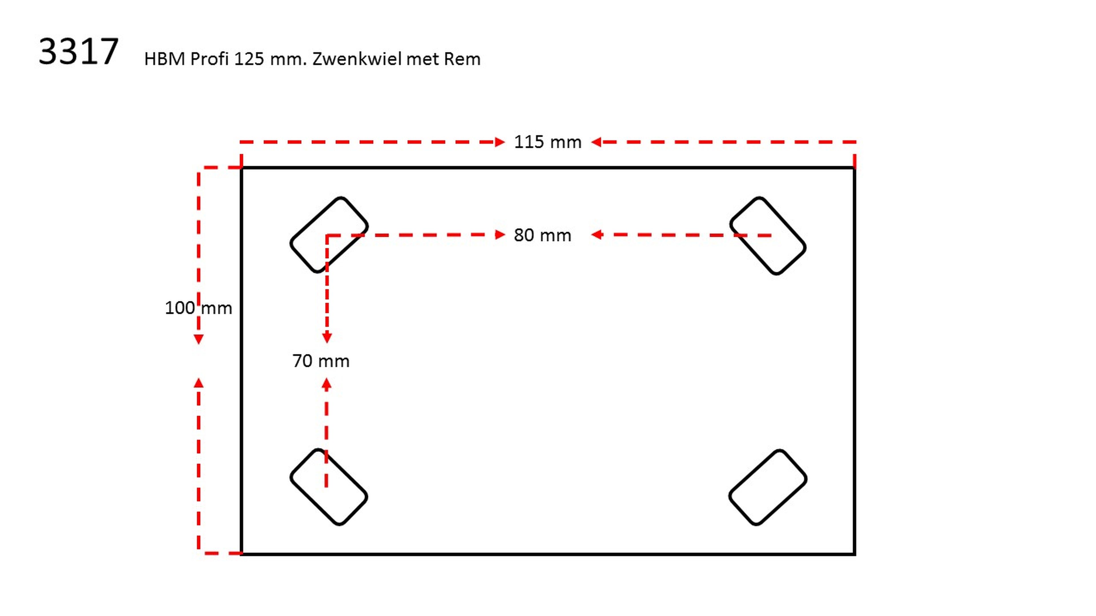 HBM Profi-Rollen mit Bremse, 4 Stück 200 mm Image 3