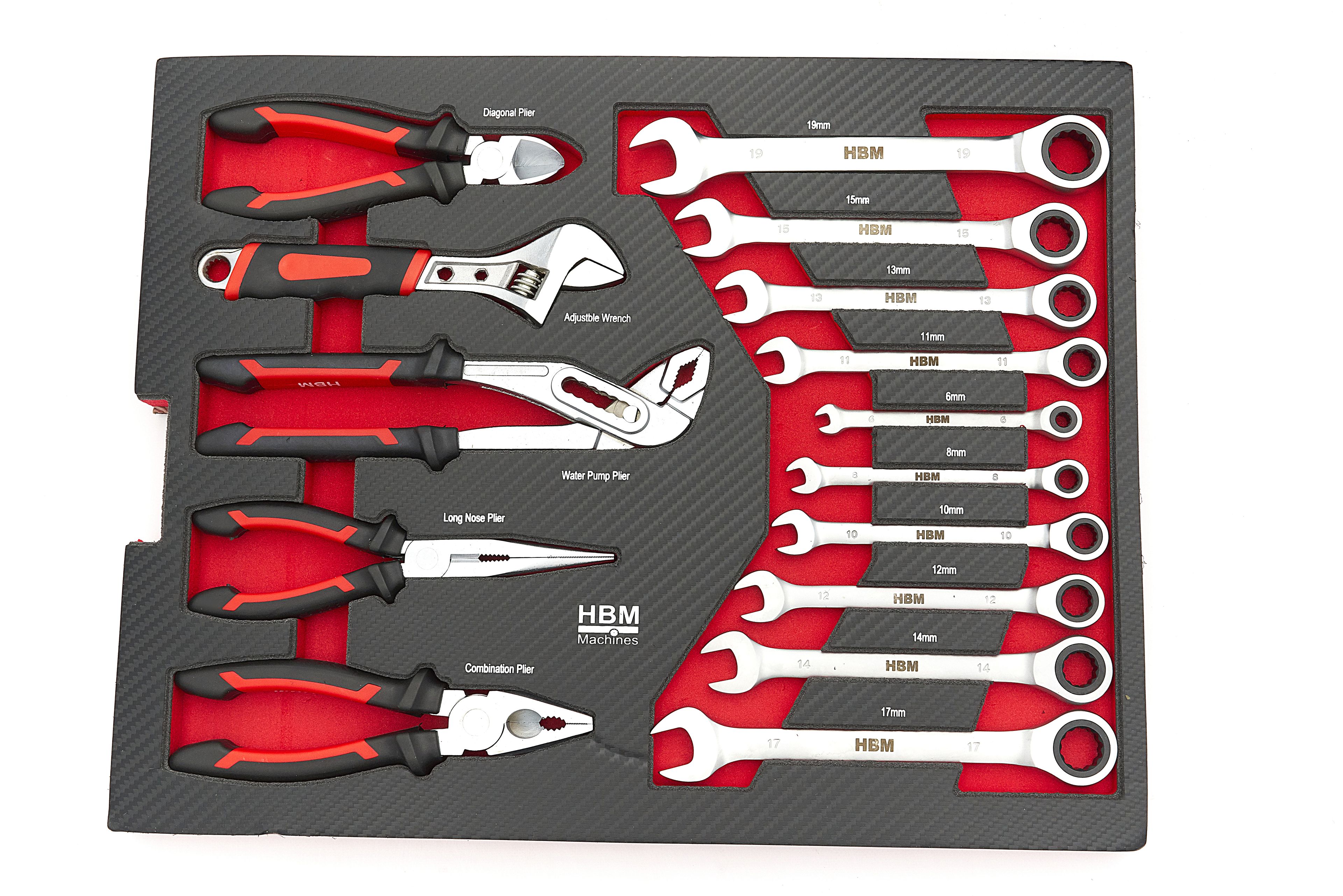 HBM Professional Caja de herramientas de 238 piezas, carro de herramientas con incrustaciones de carbono Image 7