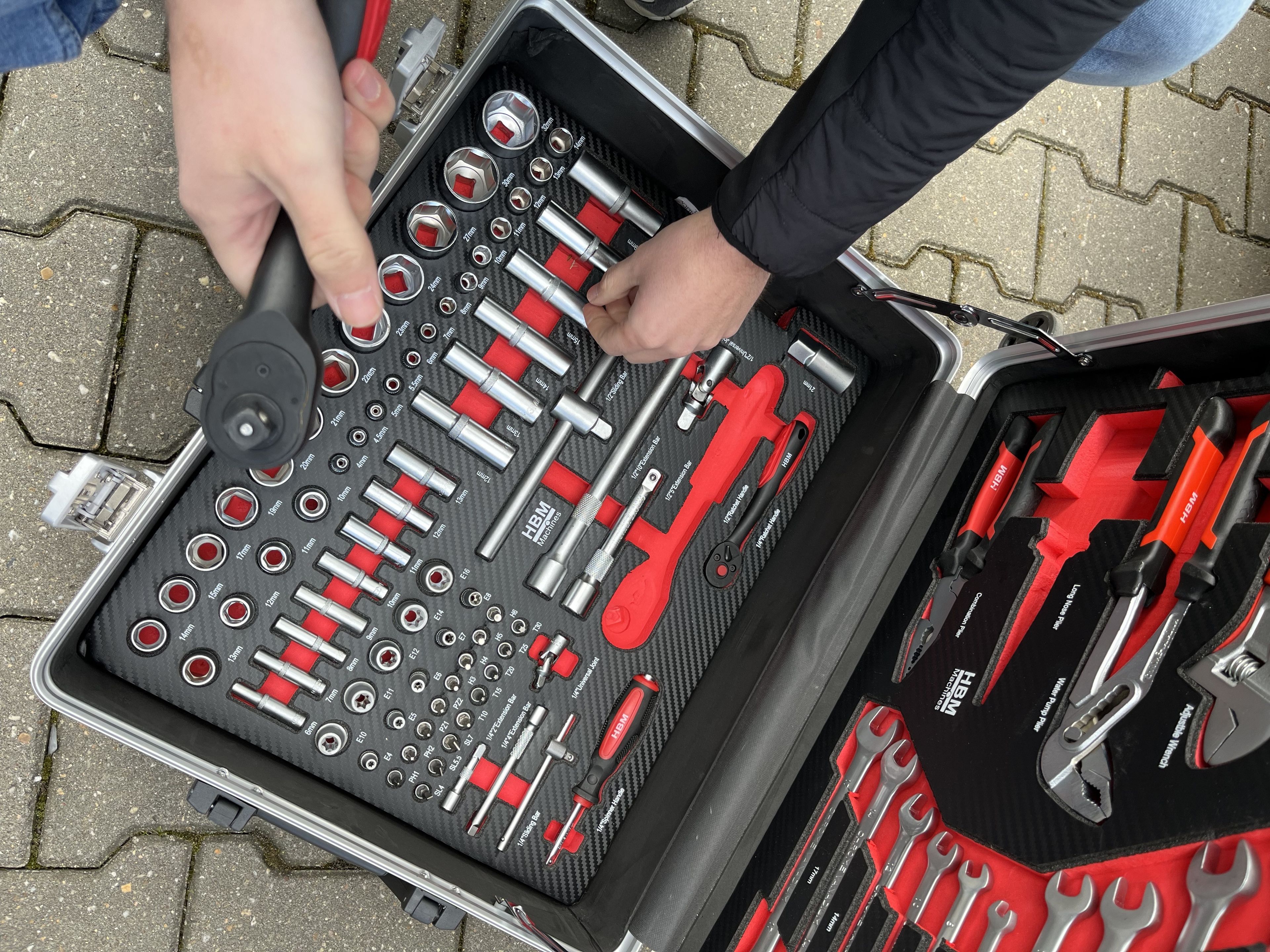 HBM Professional Caja de herramientas de 238 piezas, carro de herramientas con incrustaciones de carbono Image 16