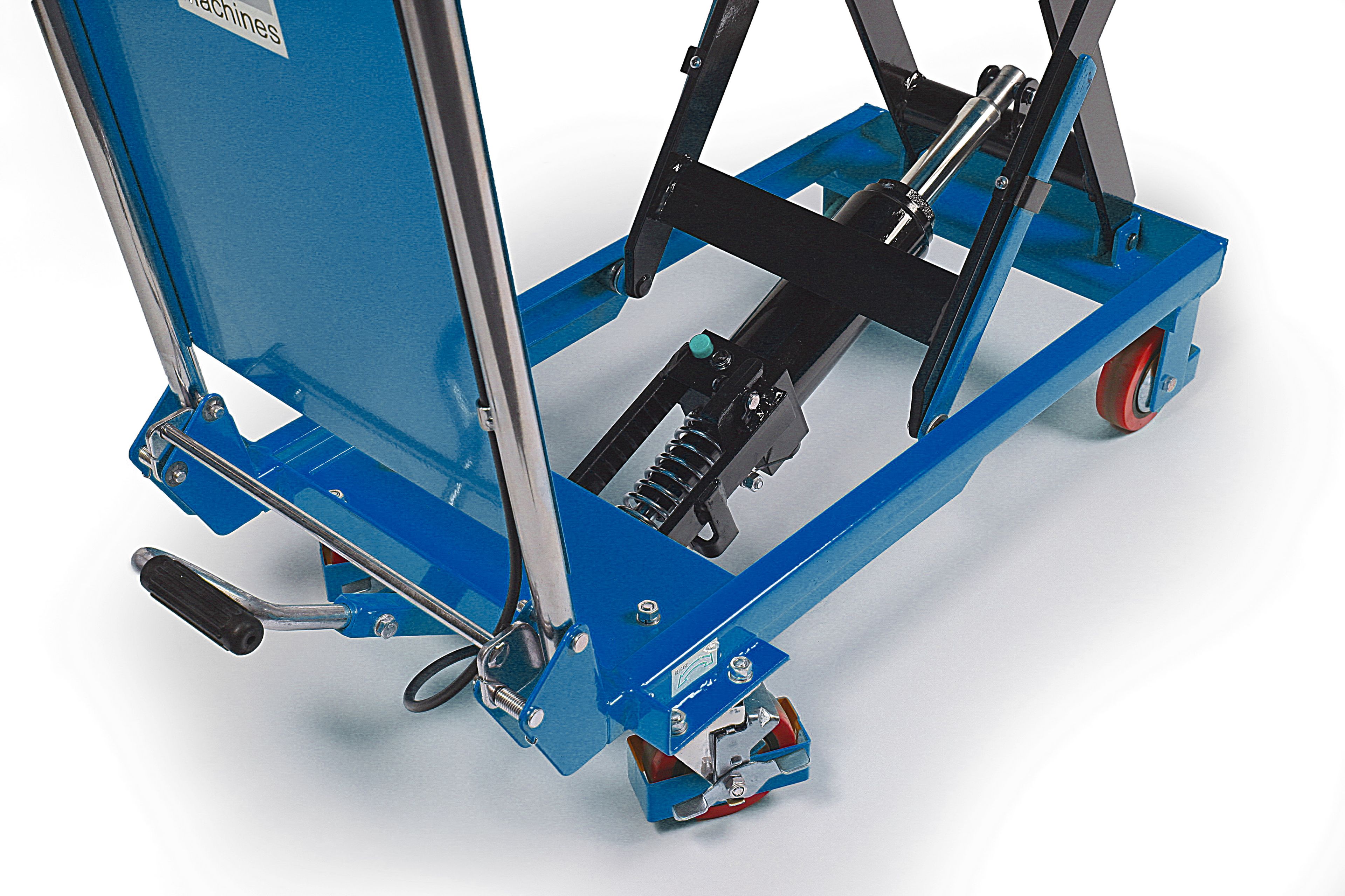 Table de travail mobile HBM, table élévatrice 150 kg, bleue Image 3