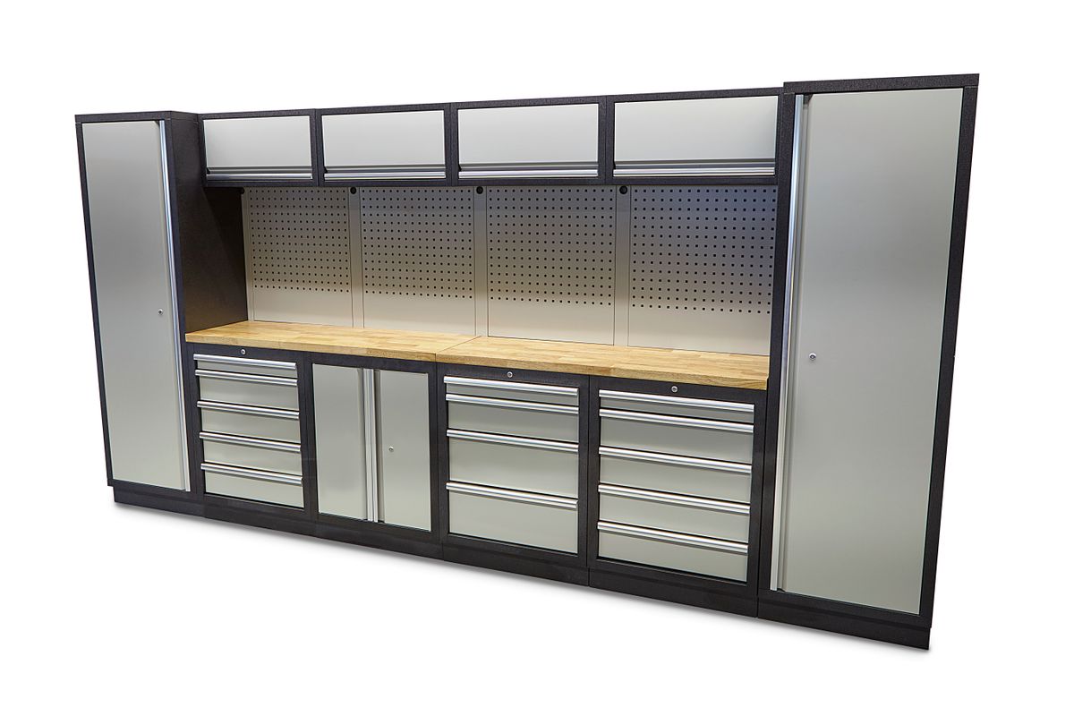 Sistema modular de taller profesional HBM, 16 piezas, negro gris