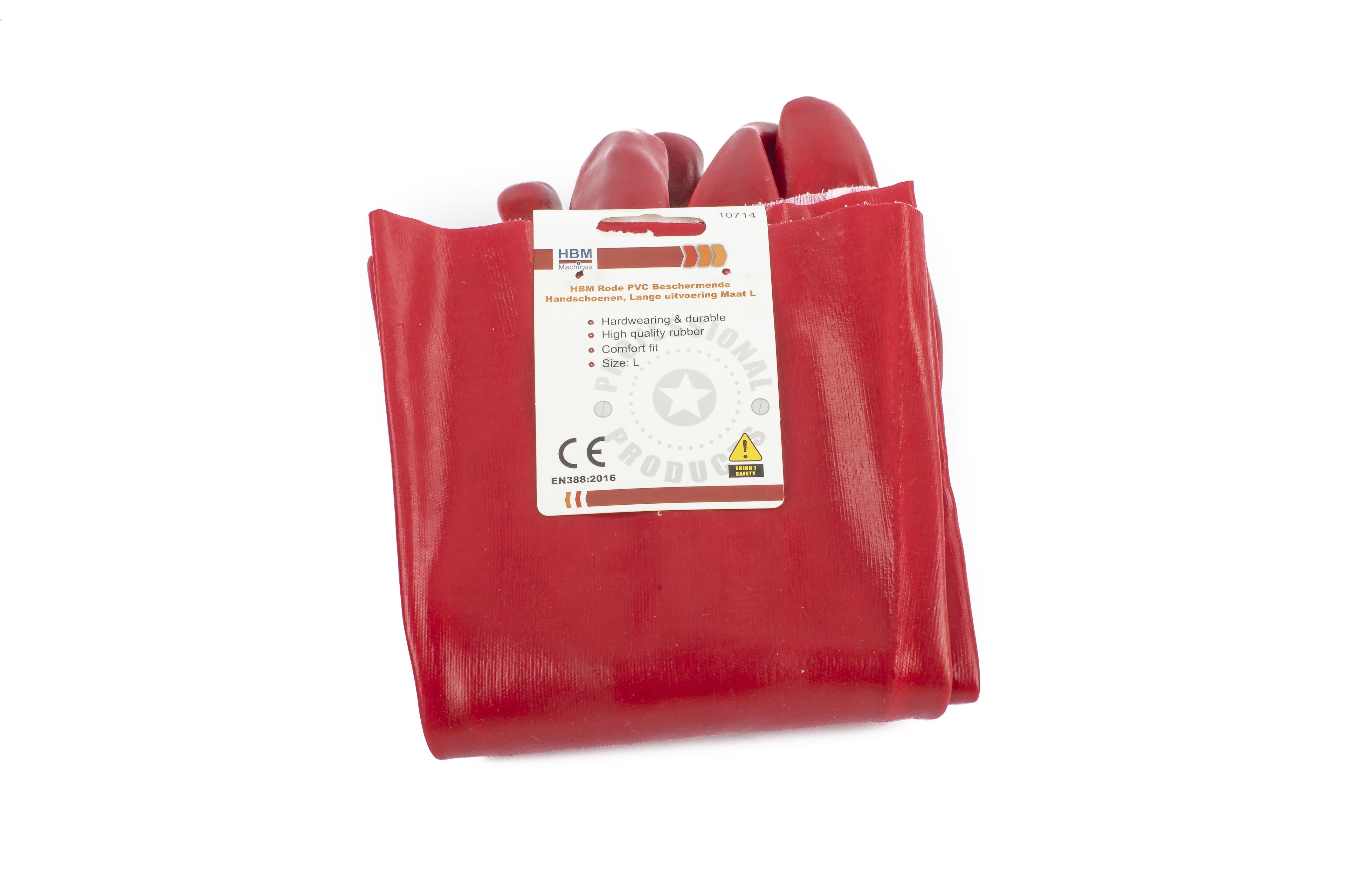 Guanti protettivi HBM rossi in PVC, lunga esecuzione, taglia L Image 4