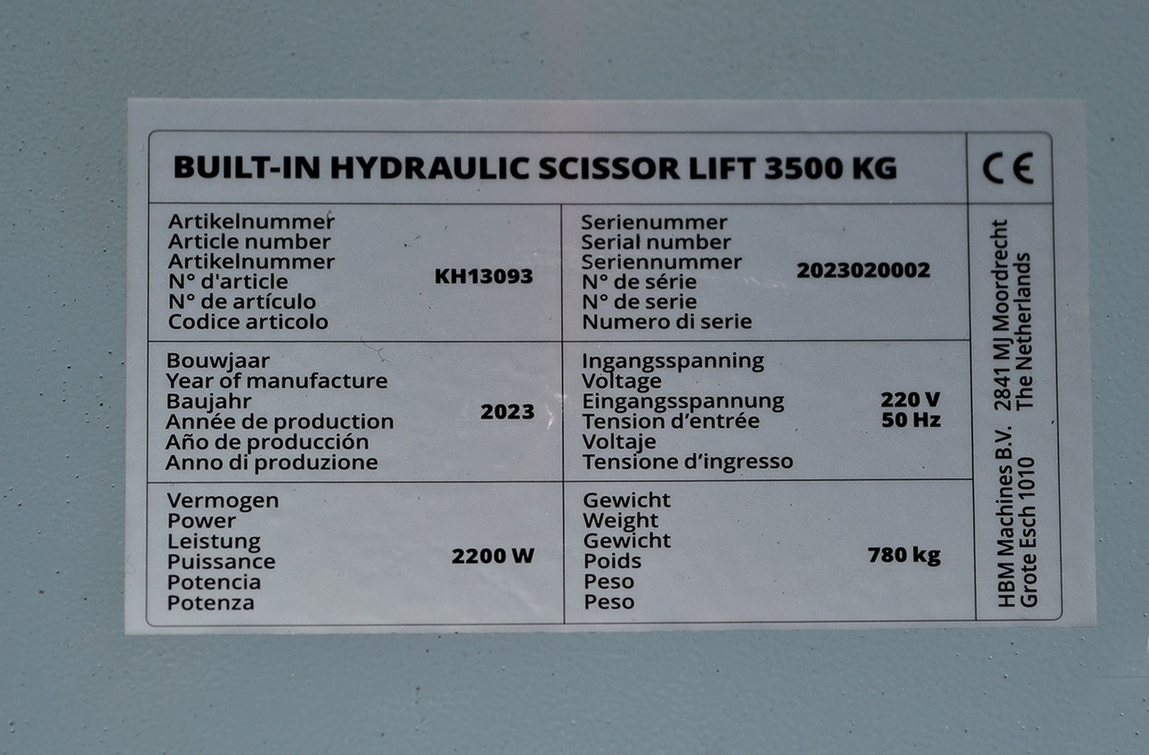 HBM Inbouw Hydraulische Schaar Hefbrug Met Pneumatische Ontgrendeling 3500 Kg Image 11