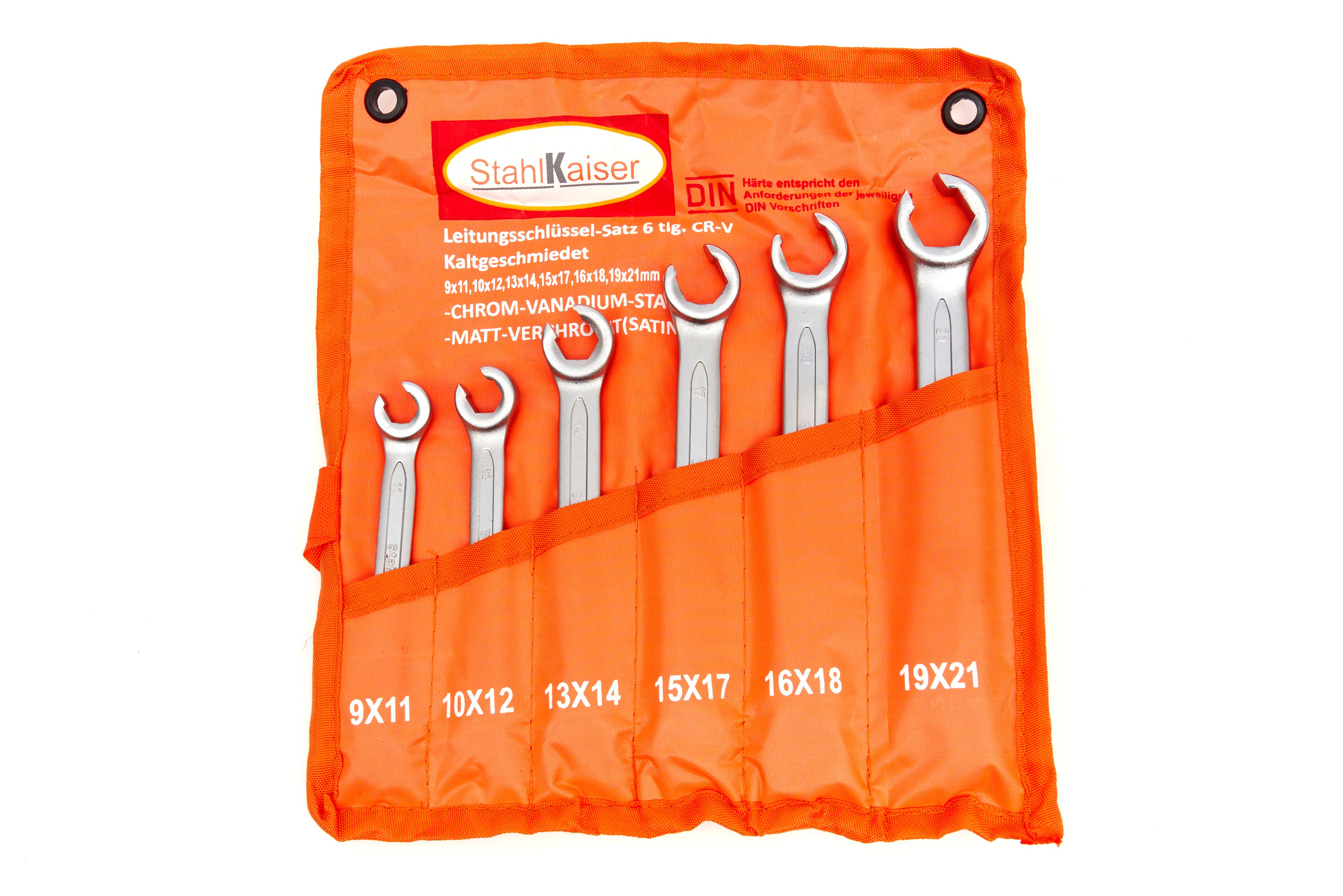 Stahlkaiser - Jeu de 6 clés professionnelles à anneau ouvert pour conduites de frein Image 3