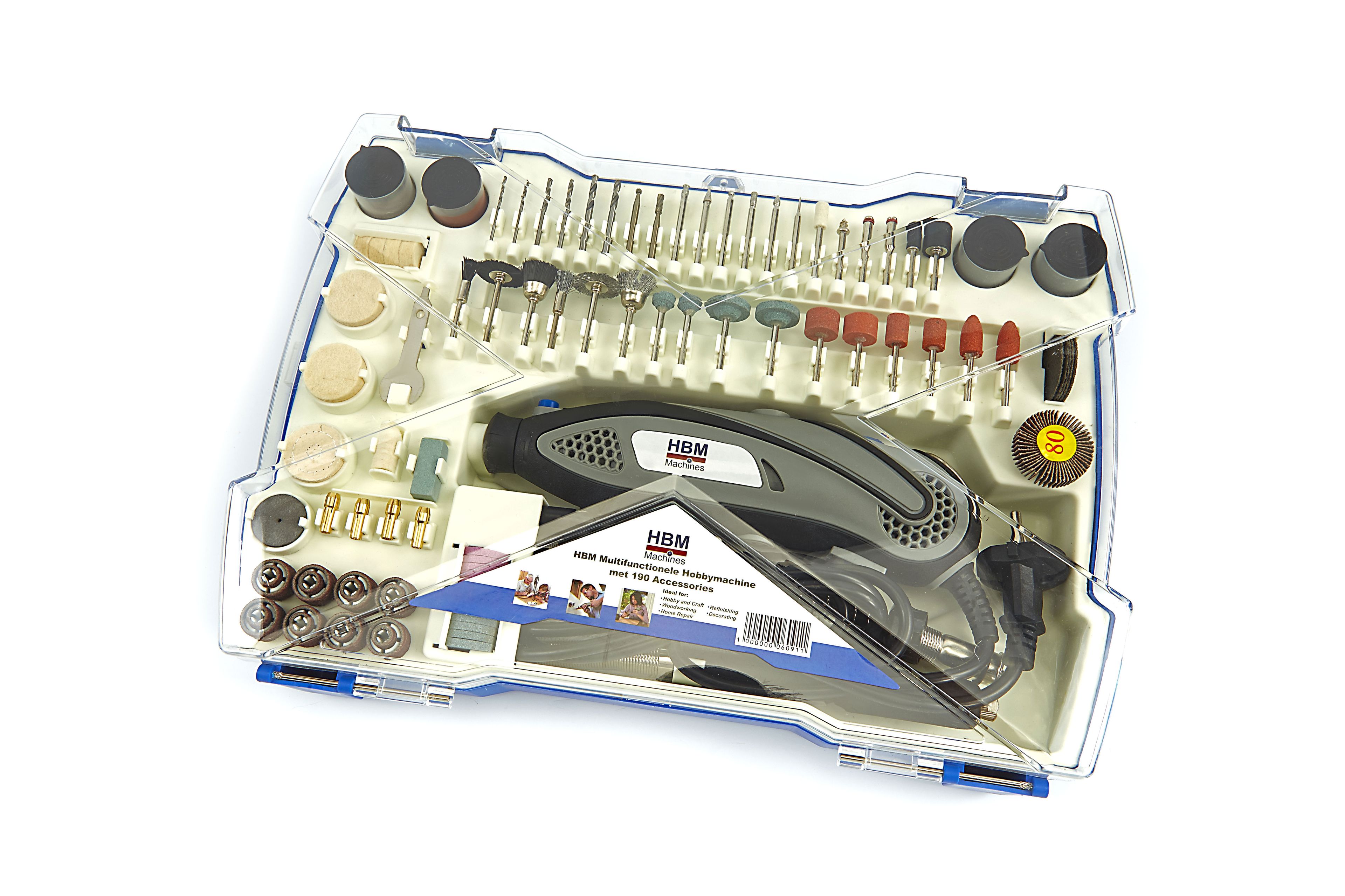 Machine de bricolage multifonctionnelle HBM avec 190 accessoires et arbre flexible